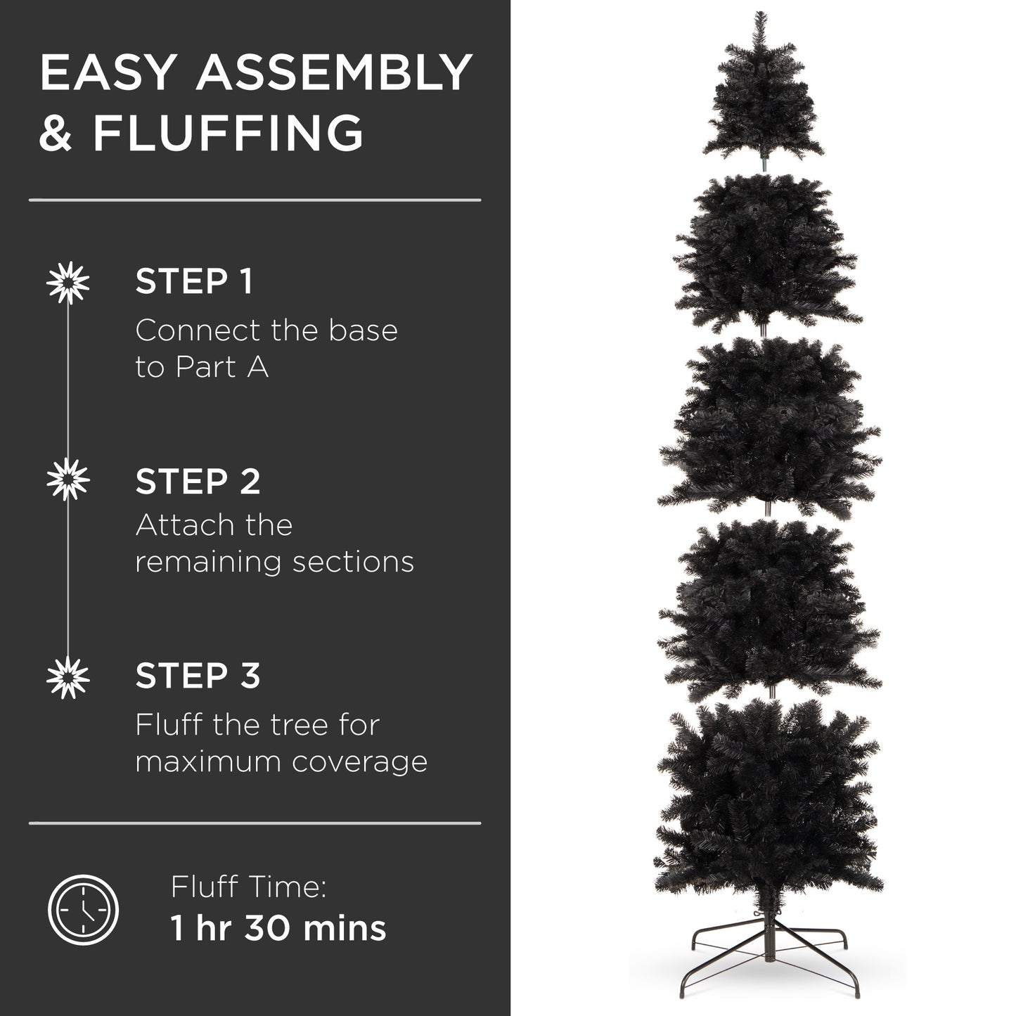 Black Artificial Pencil Holiday Christmas Tree