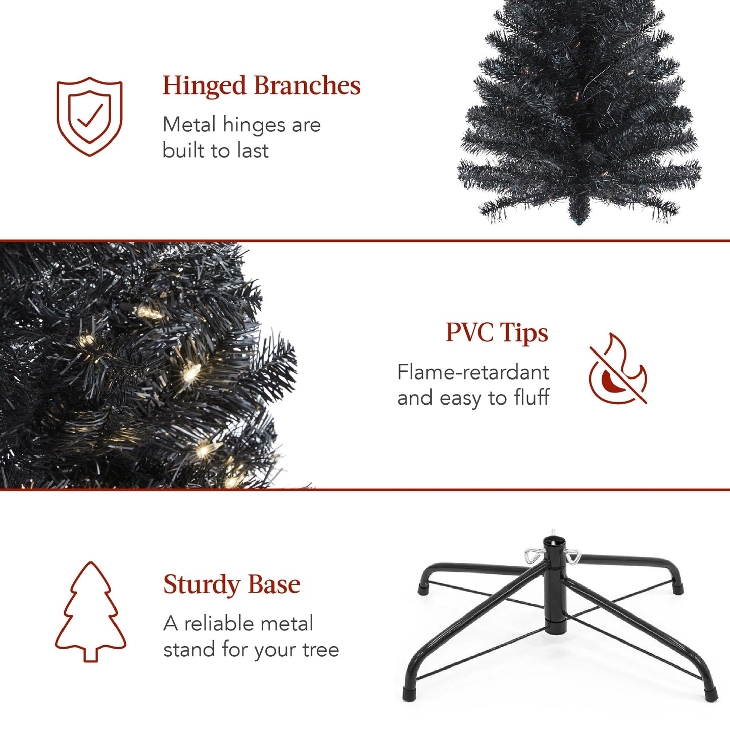 Pre-Lit Black Artificial Pencil Holiday Tree