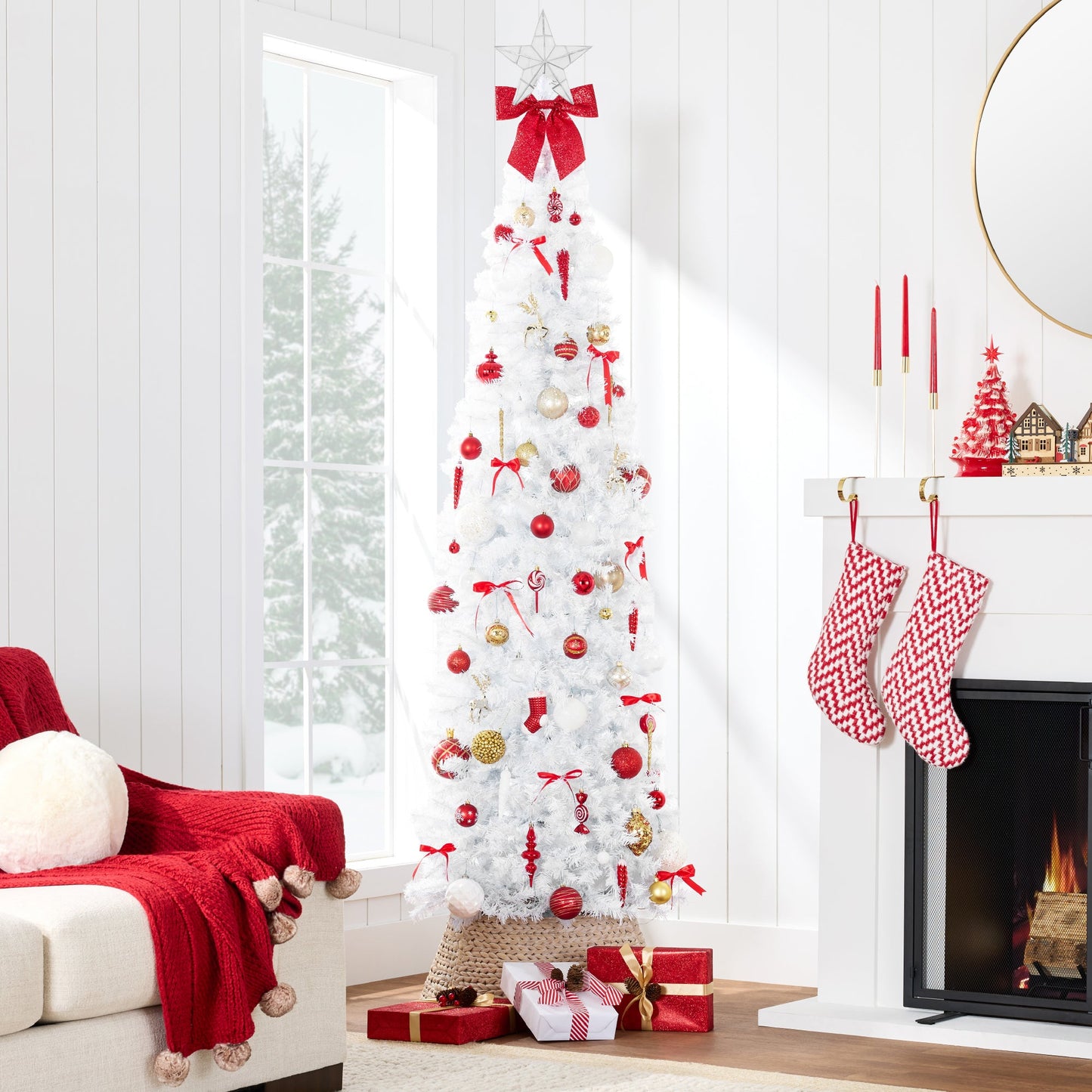 White Artificial Pencil Holiday Christmas Tree