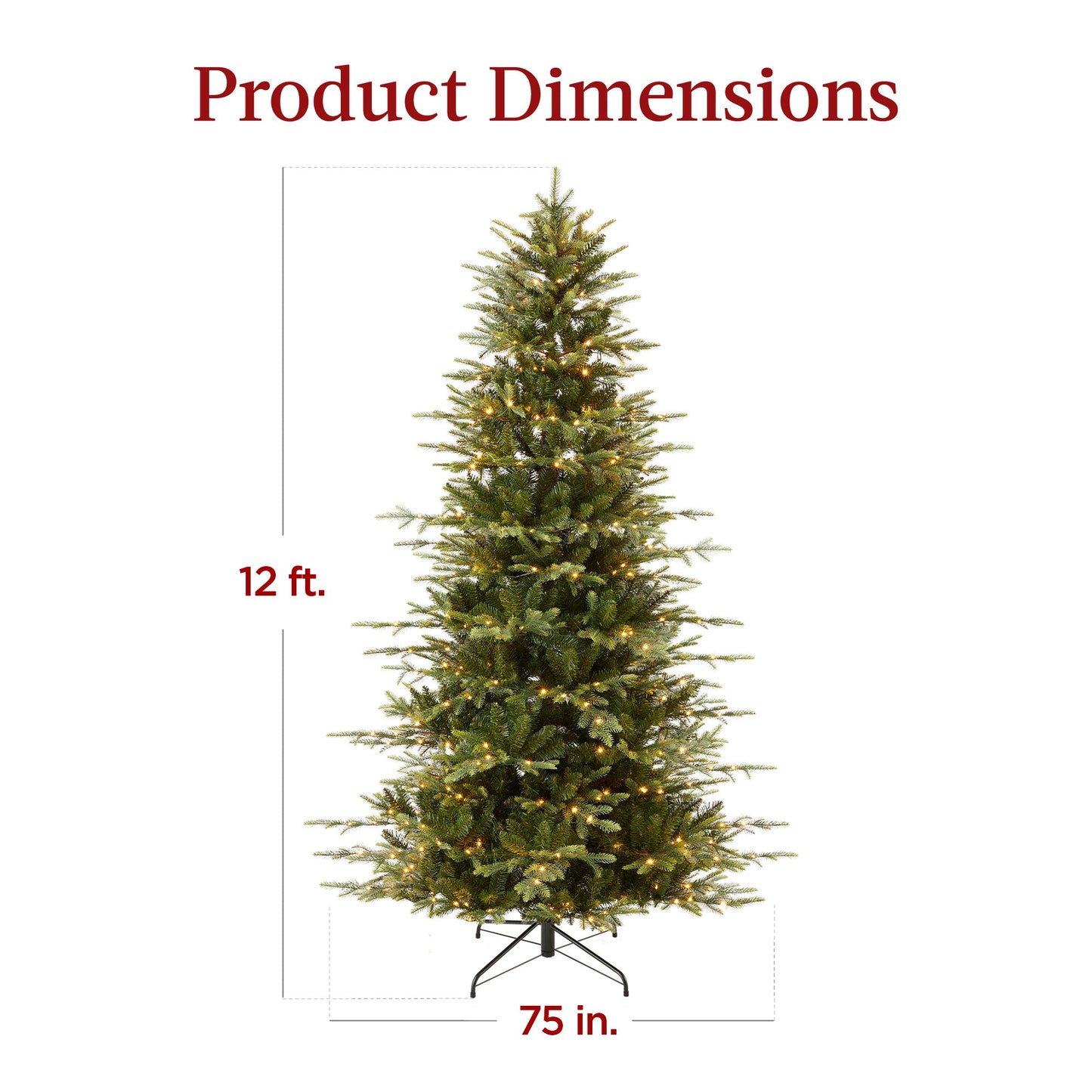 Pre-Lit Artificial Aspen Slim Noble Fir Christmas Tree w/ Metal Stand