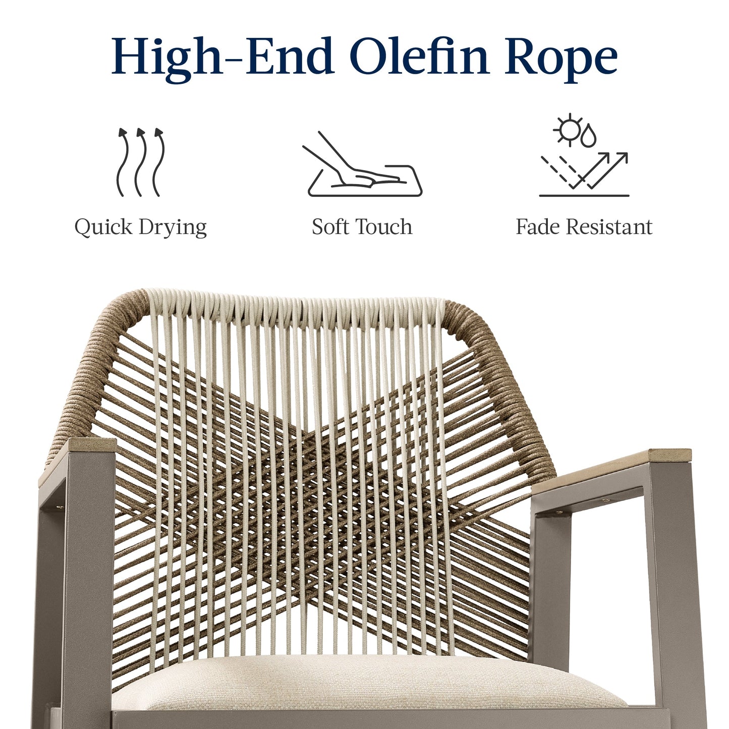 Set of 2 Indoor/Outdoor Aluminum Swivel Barstools with Arms All-Weather Rope