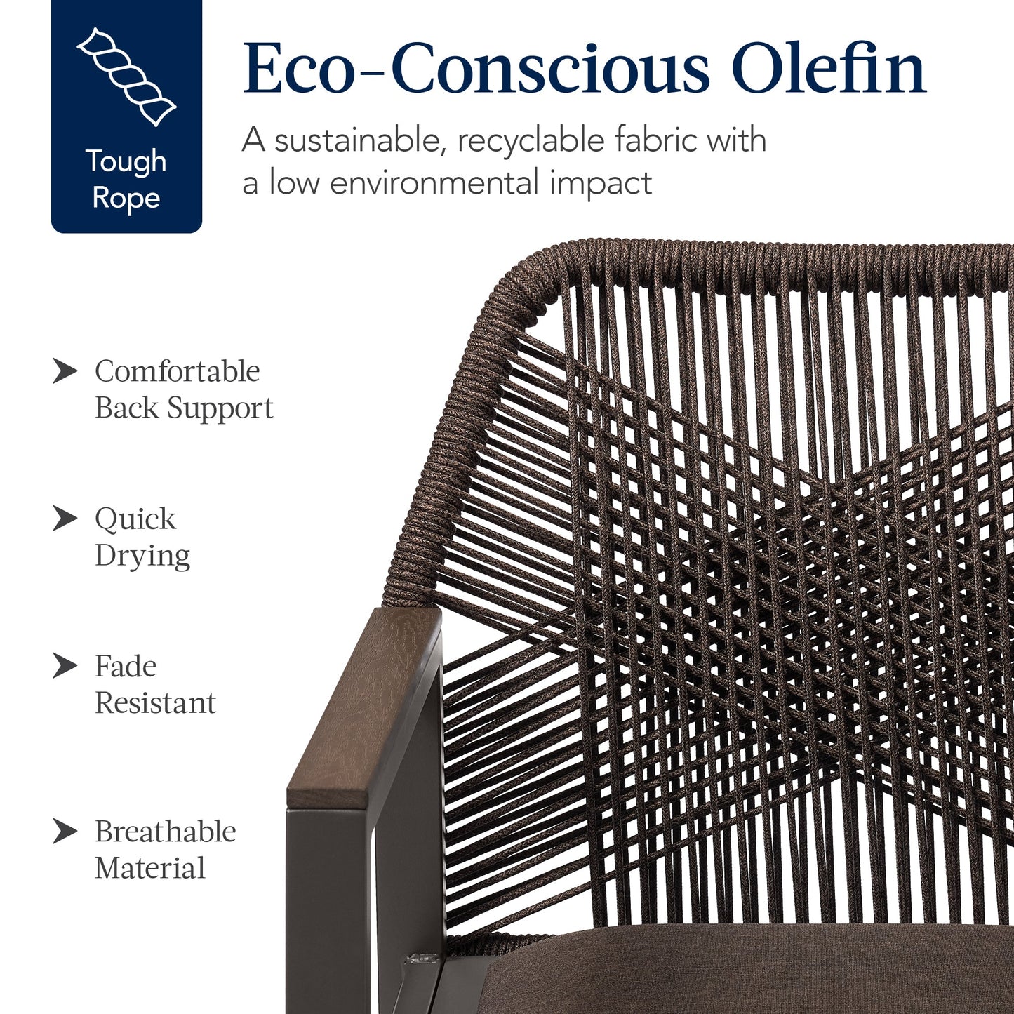 Set of 2 Indoor/Outdoor Aluminum Dining Chairs with Arms All-Weather Rope