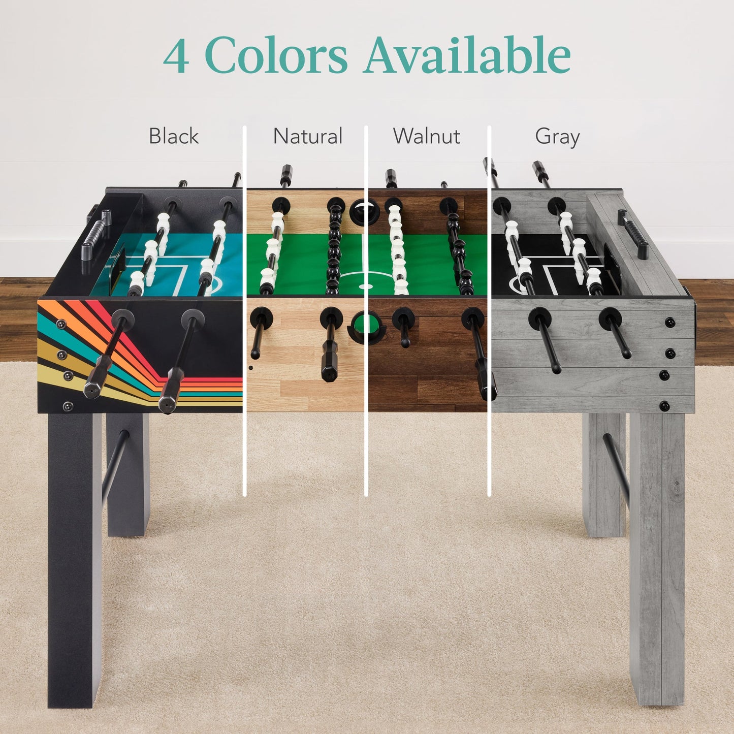 Large Full-Size Foosball Table w/ 2 Balls, 2 Cup Holders - 54in