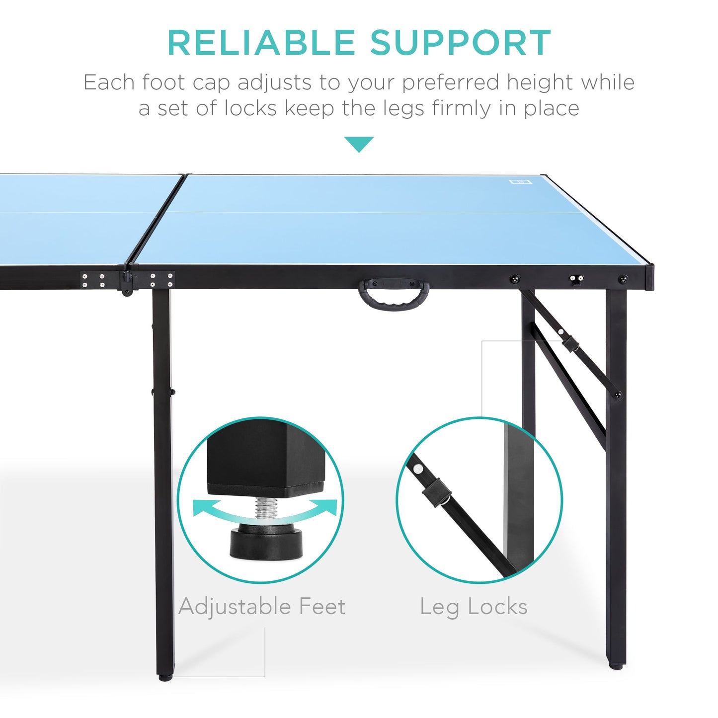 Portable Ping Pong Table Tennis Game Set w/ Paddles, Balls - 6x3ft
