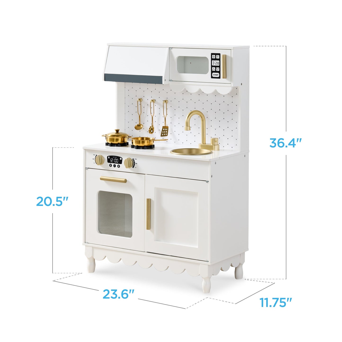 Pretend Play Cottage Kitchen Wooden Toy Set for Kids w/ 5 Accessories