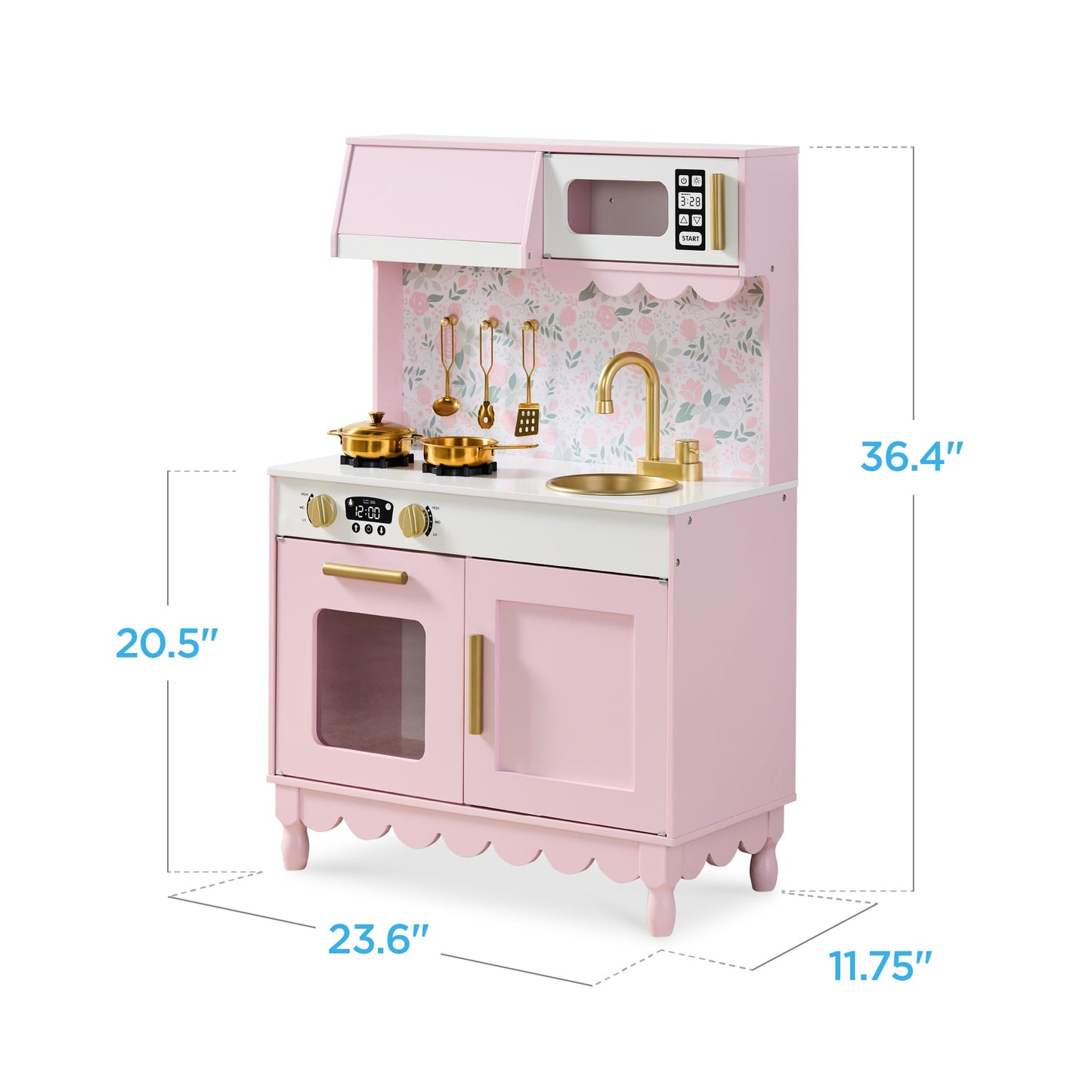 Pretend Play Cottage Kitchen Wooden Toy Set for Kids w/ 5 Accessories