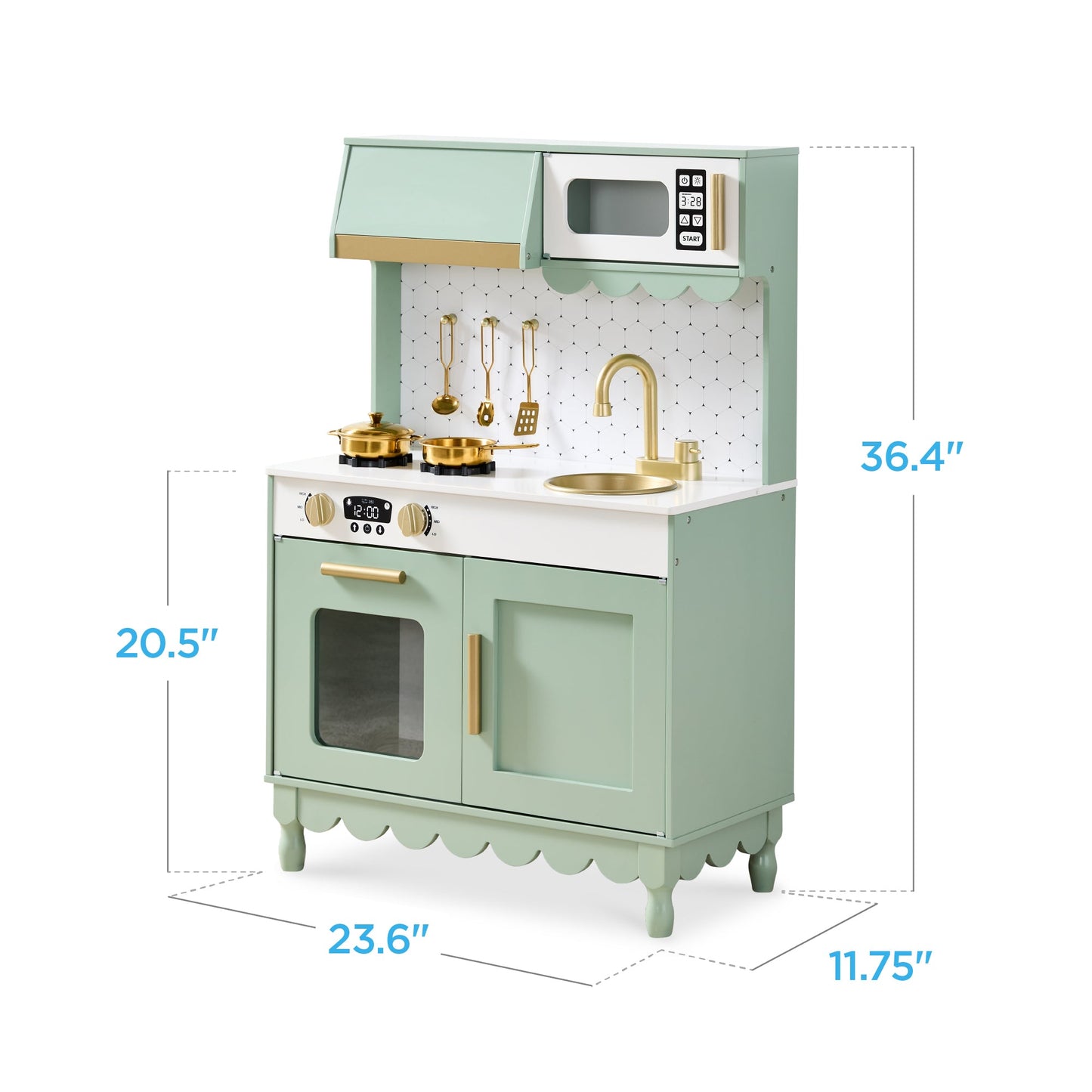 Pretend Play Cottage Kitchen Wooden Toy Set for Kids w/ 5 Accessories