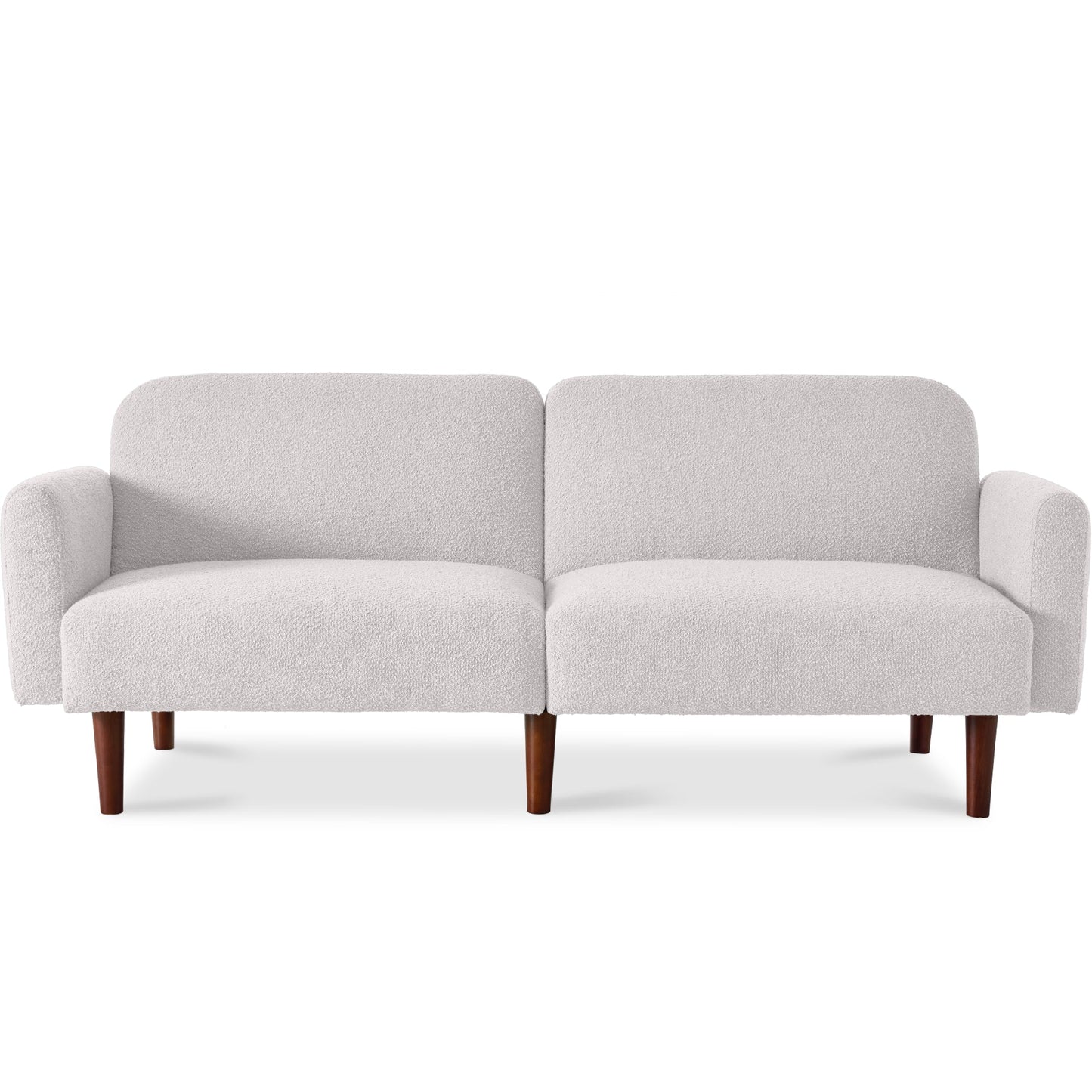 Curved Convertible Futon, Boucle Fabric Split-Back Sleeper Bed