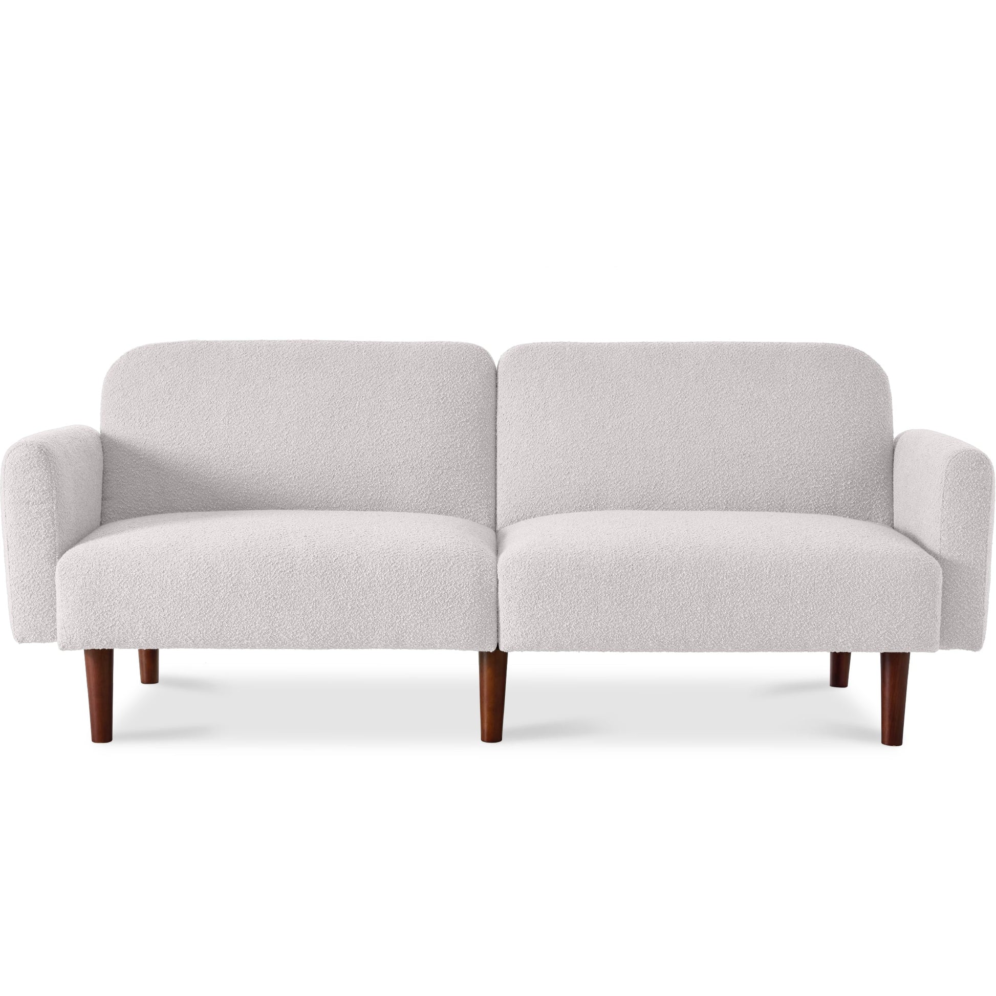 Curved Convertible Futon, Boucle Fabric Split-Back Sleeper Bed