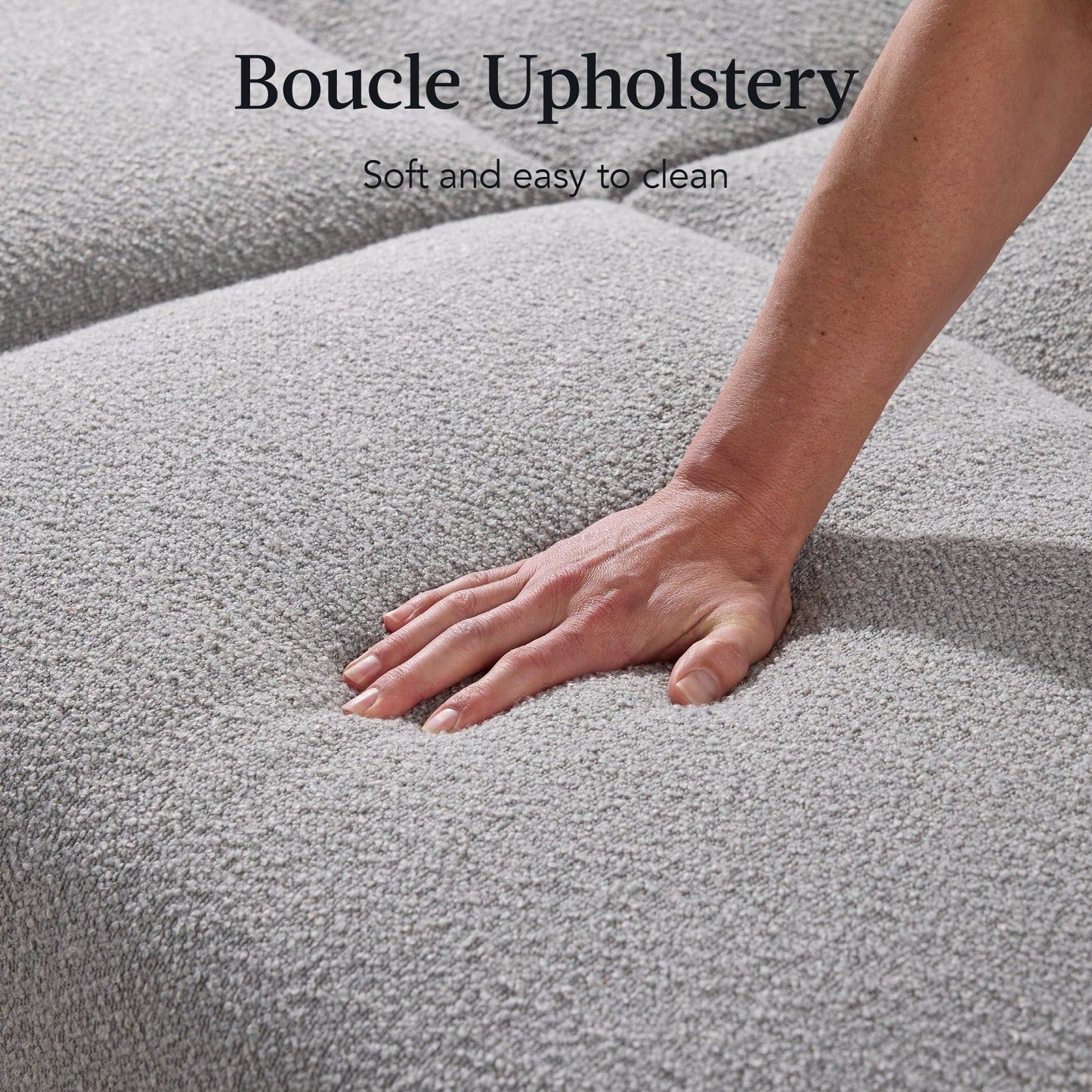 Curved Convertible Futon, Boucle Fabric Split-Back Sleeper Bed