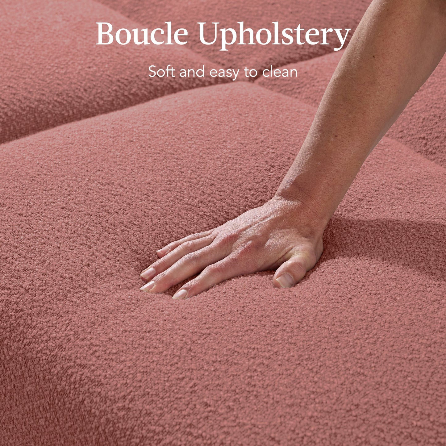 Curved Convertible Futon, Boucle Fabric Split-Back Sleeper Bed