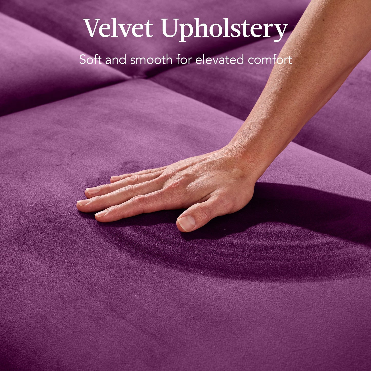 Curved Convertible Futon, Velvet Fabric Split-Back Sleeper Bed