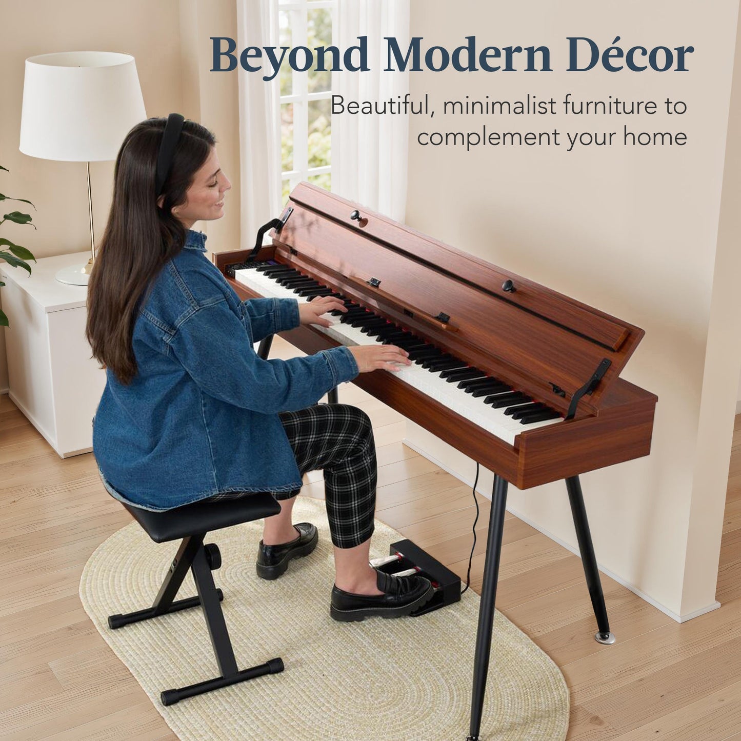 Modern 88 Key Fully Weighted Desk Style Digital Piano w/ Metal Legs