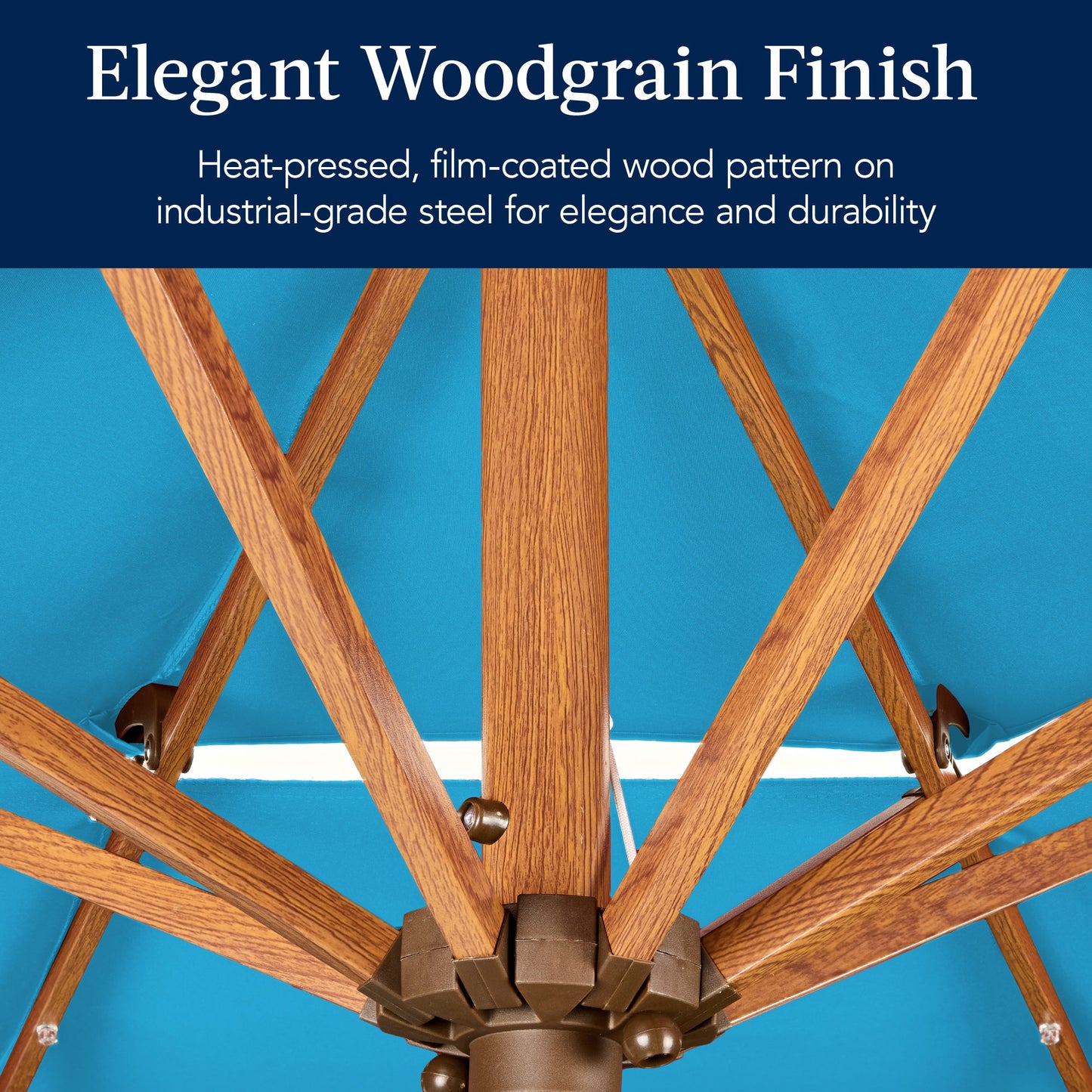 3-Tier Woodgrain Pattern Solar Patio Umbrella, Tilt Adjustment - 10ft