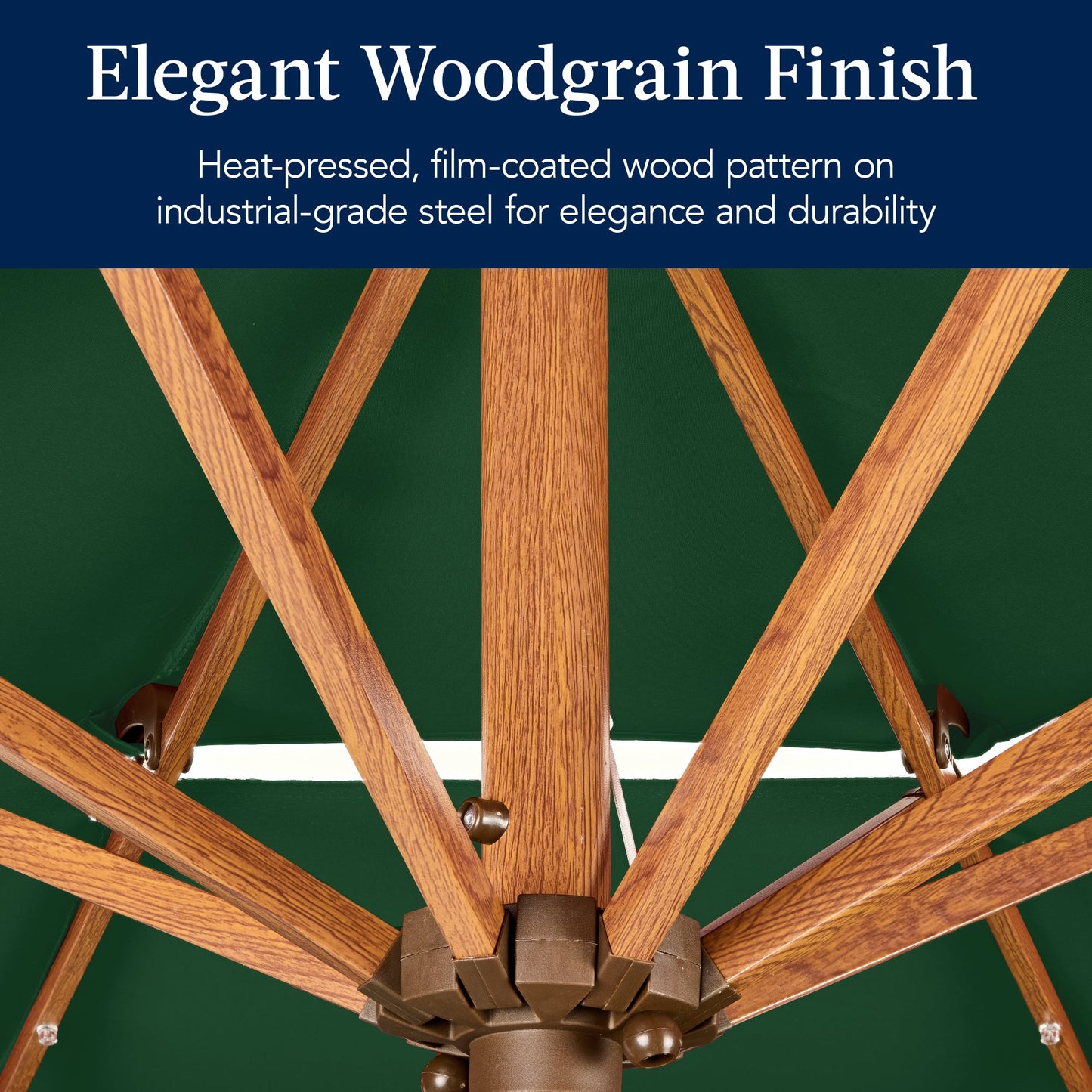 3-Tier Woodgrain Pattern Solar Patio Umbrella, Tilt Adjustment - 10ft