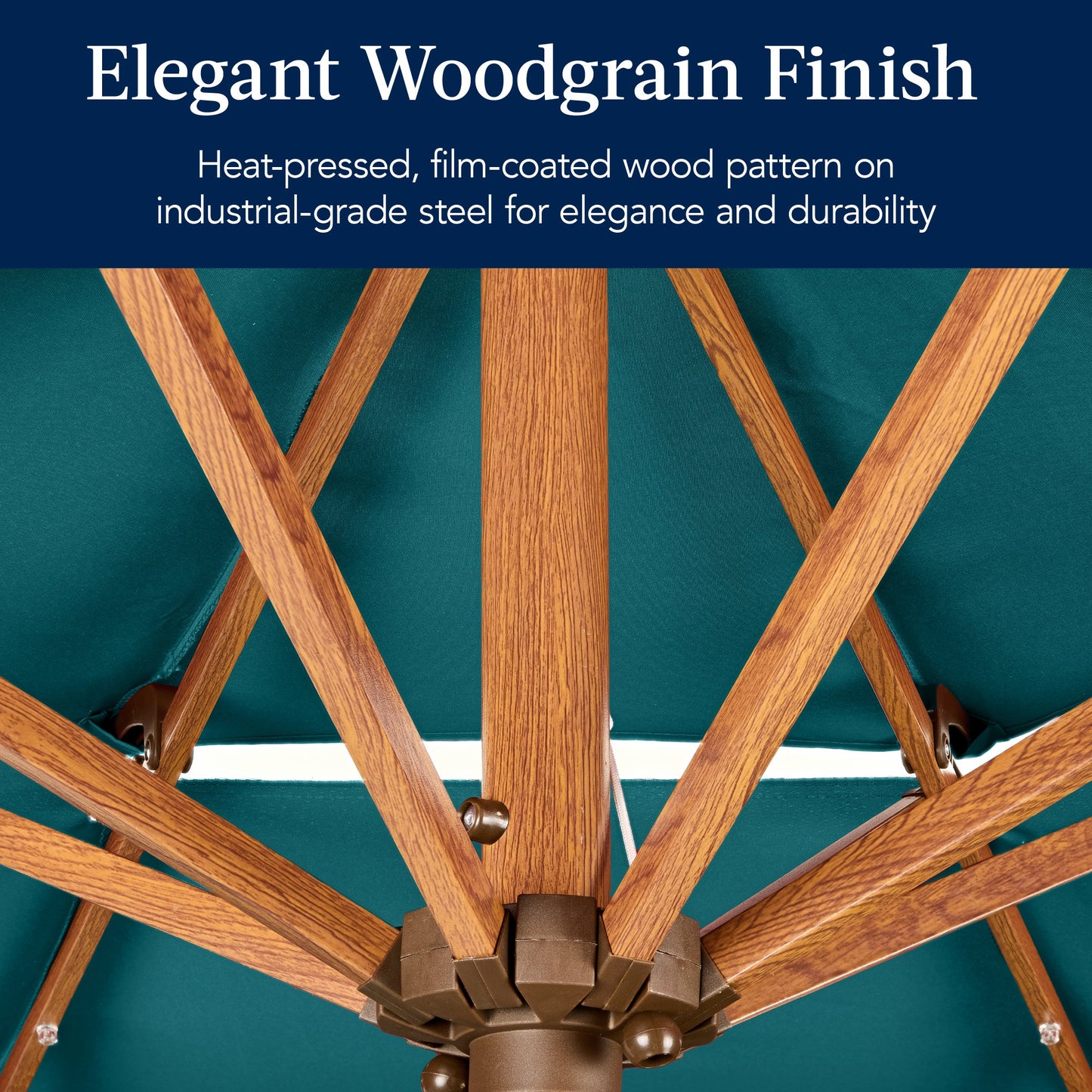 3-Tier Woodgrain Pattern Solar Patio Umbrella, Tilt Adjustment - 10ft