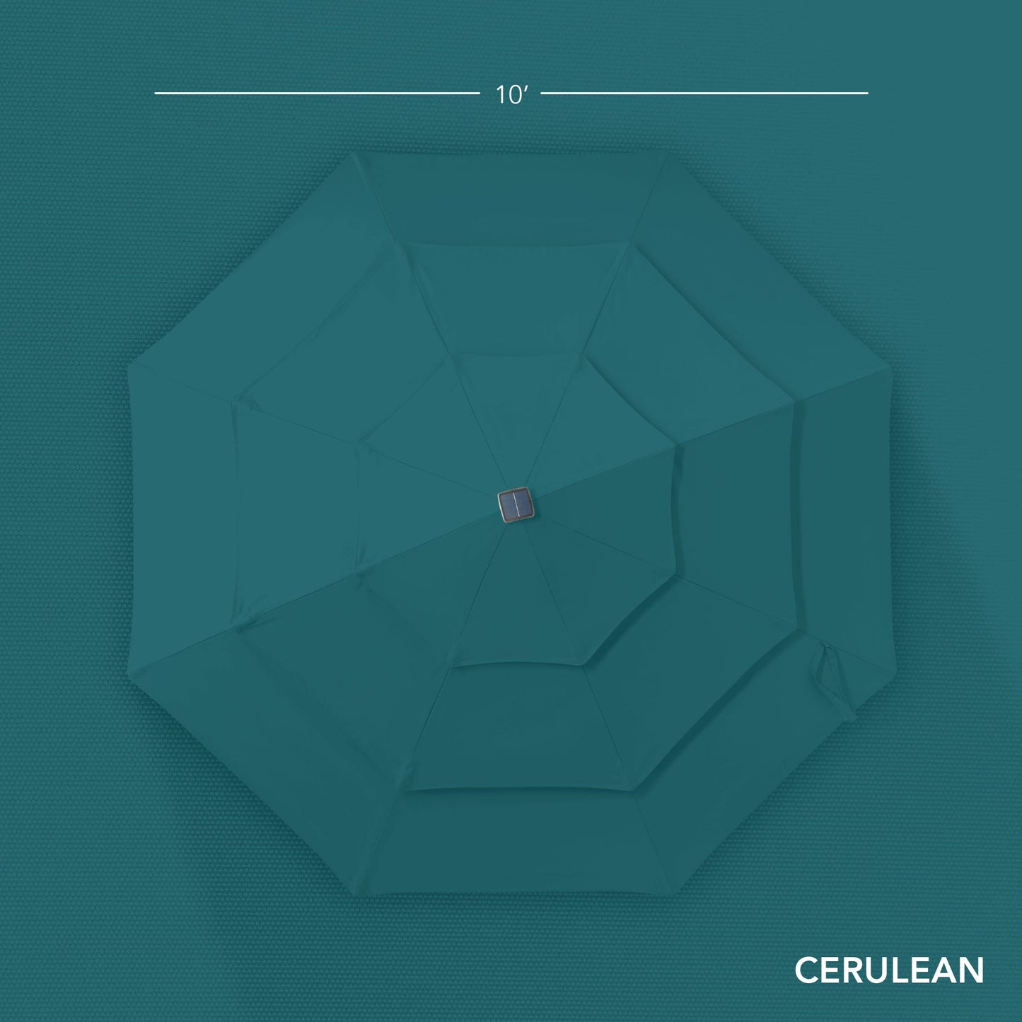 3-Tier Woodgrain Pattern Solar Patio Umbrella, Tilt Adjustment - 10ft