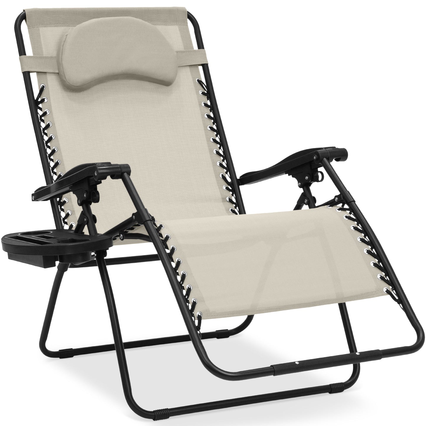 Oversized Reclining Zero Gravity Chair Lounger w/ Cup Holder, Pillow