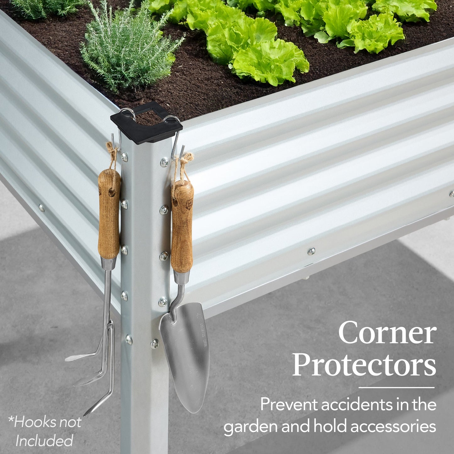 Elevated Galvanized Metal Garden Bed w/ Corner Protectors - 48x24x30in