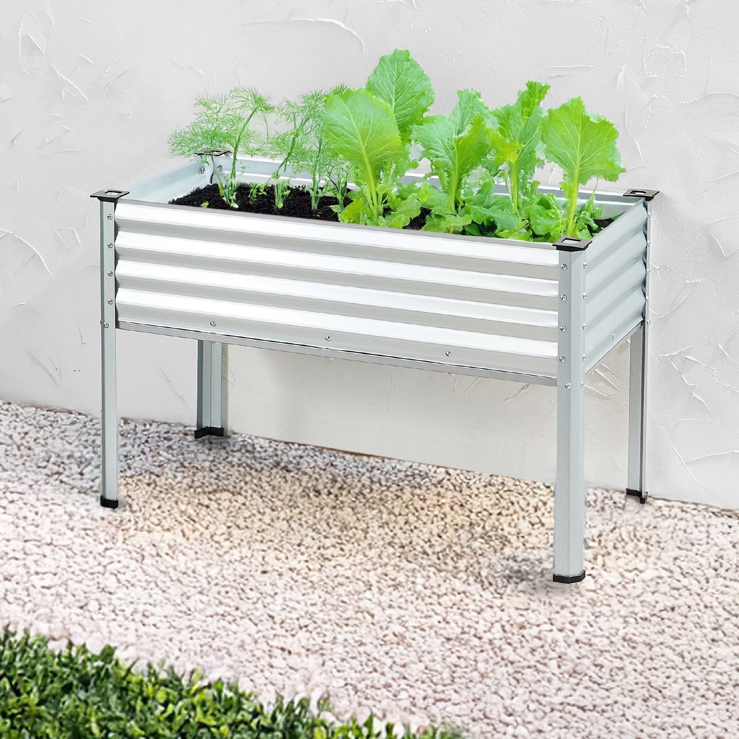Elevated Galvanized Metal Garden Bed w/ Corner Protectors - 48x24x30in