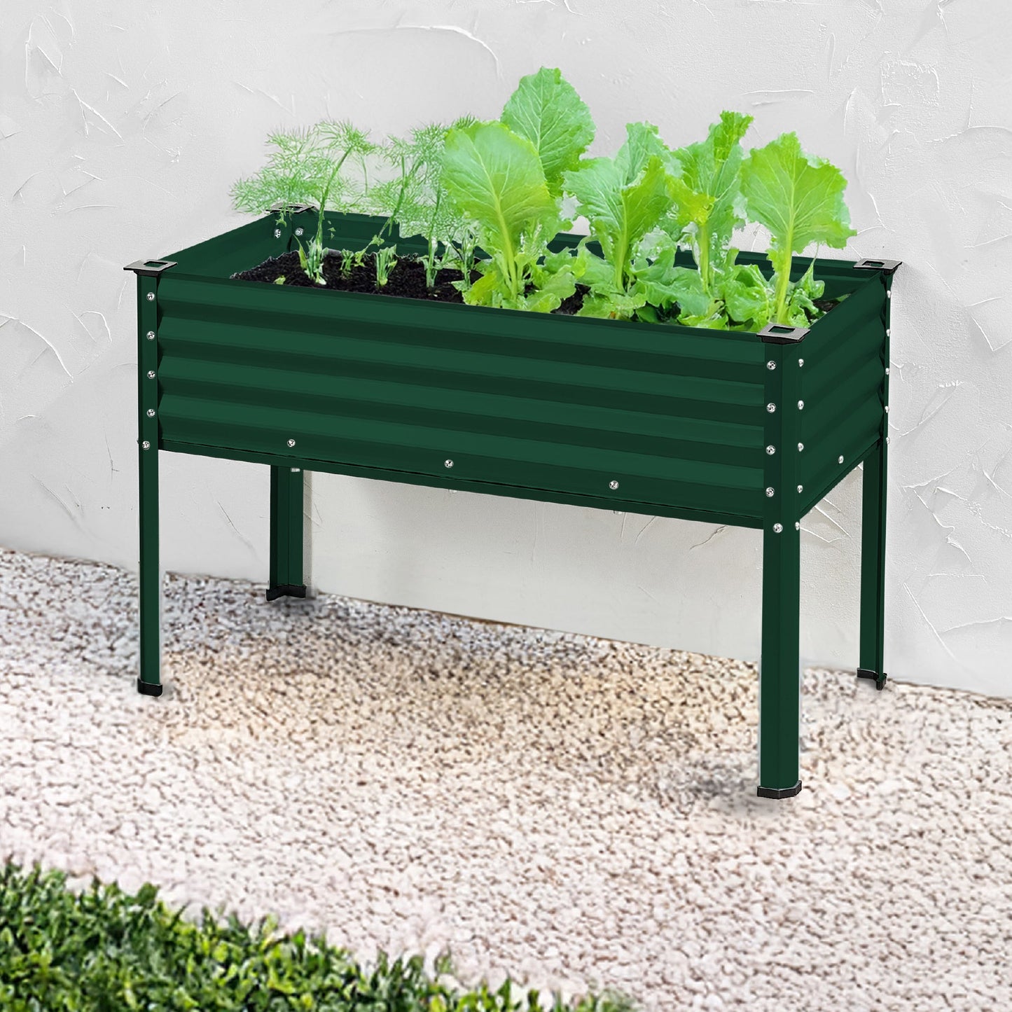 Elevated Galvanized Metal Garden Bed w/ Corner Protectors - 48x24x30in