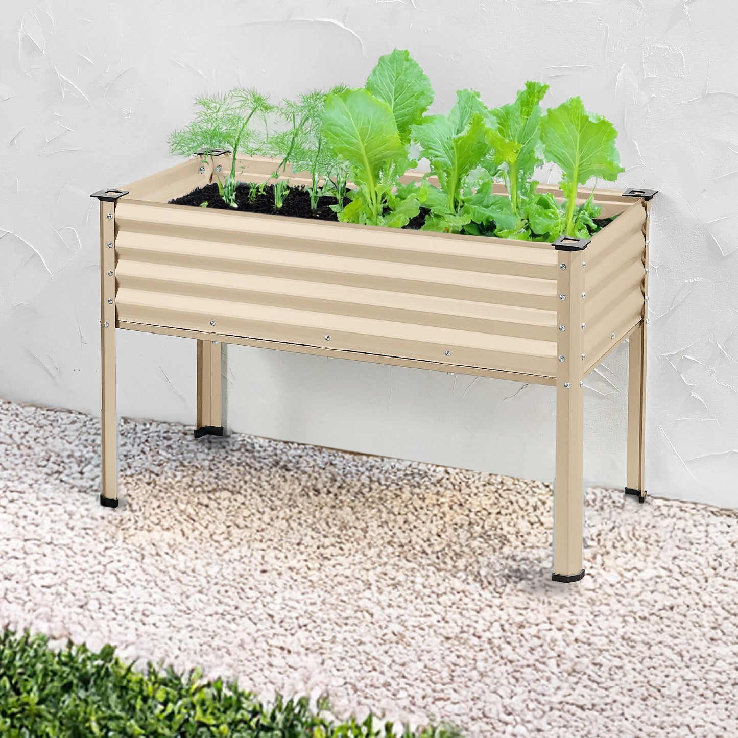 Elevated Galvanized Metal Garden Bed w/ Corner Protectors - 48x24x30in