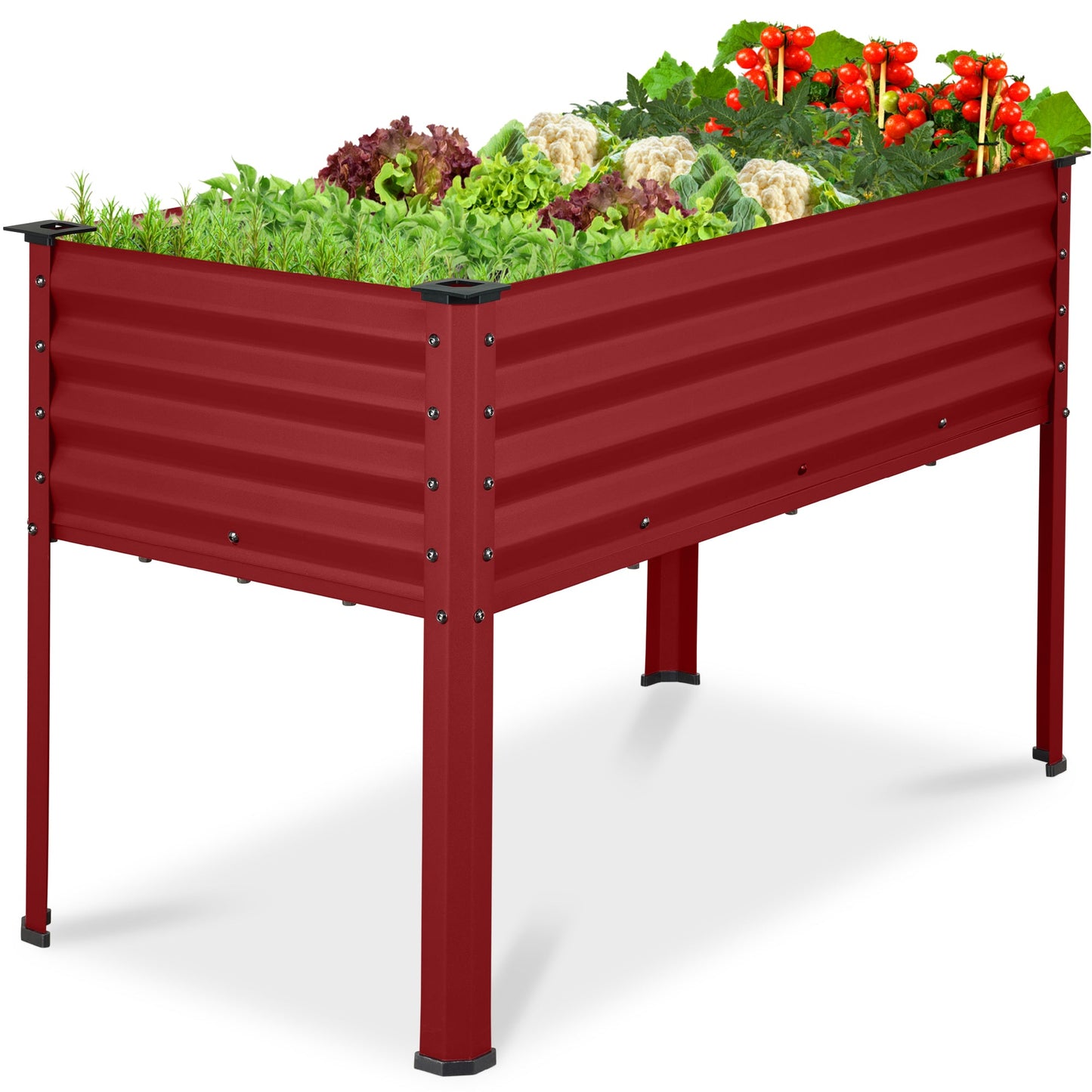 Elevated Galvanized Metal Garden Bed w/ Corner Protectors - 48x24x30in
