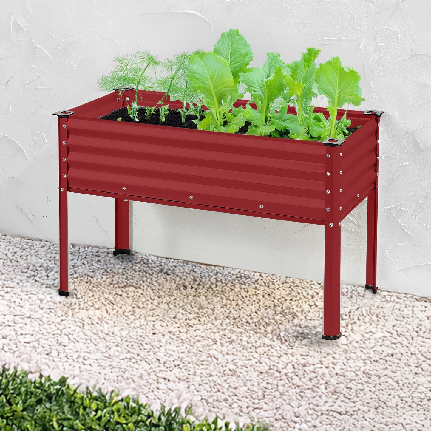 Elevated Galvanized Metal Garden Bed w/ Corner Protectors - 48x24x30in