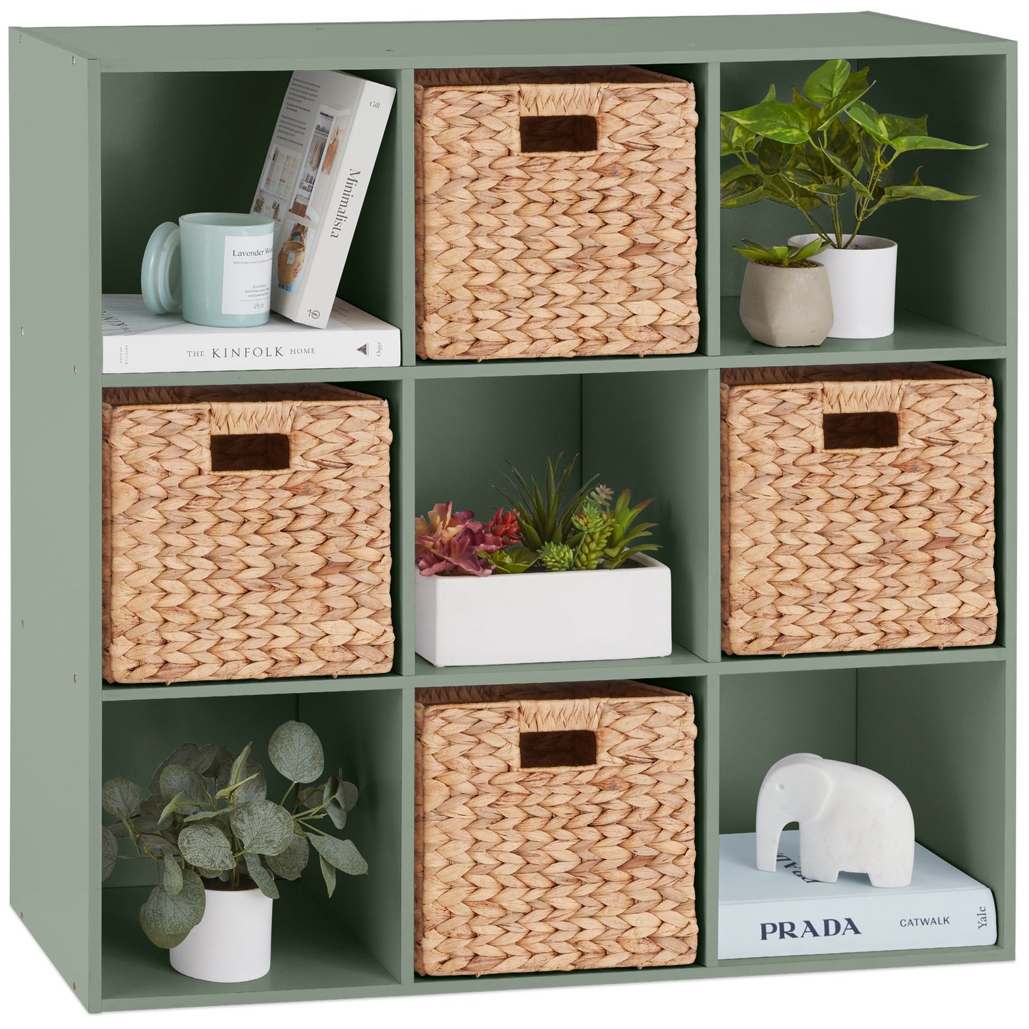 9-Cube Bookshelf Storage Display w/ 3 Removable Panels, Customizable Design