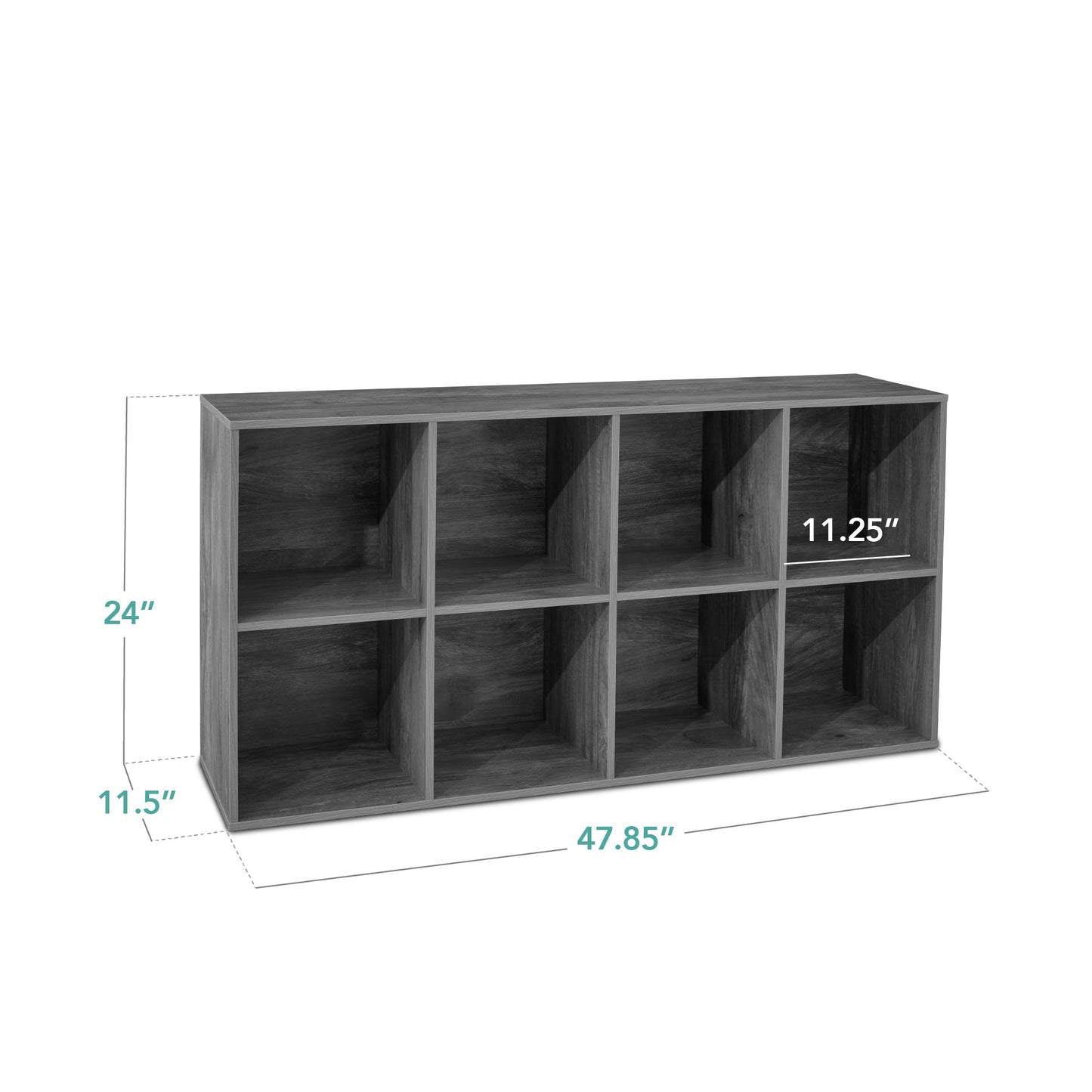 8-Cube Bookshelf, 11in Storage Display w/ Removable Panels, Customizable