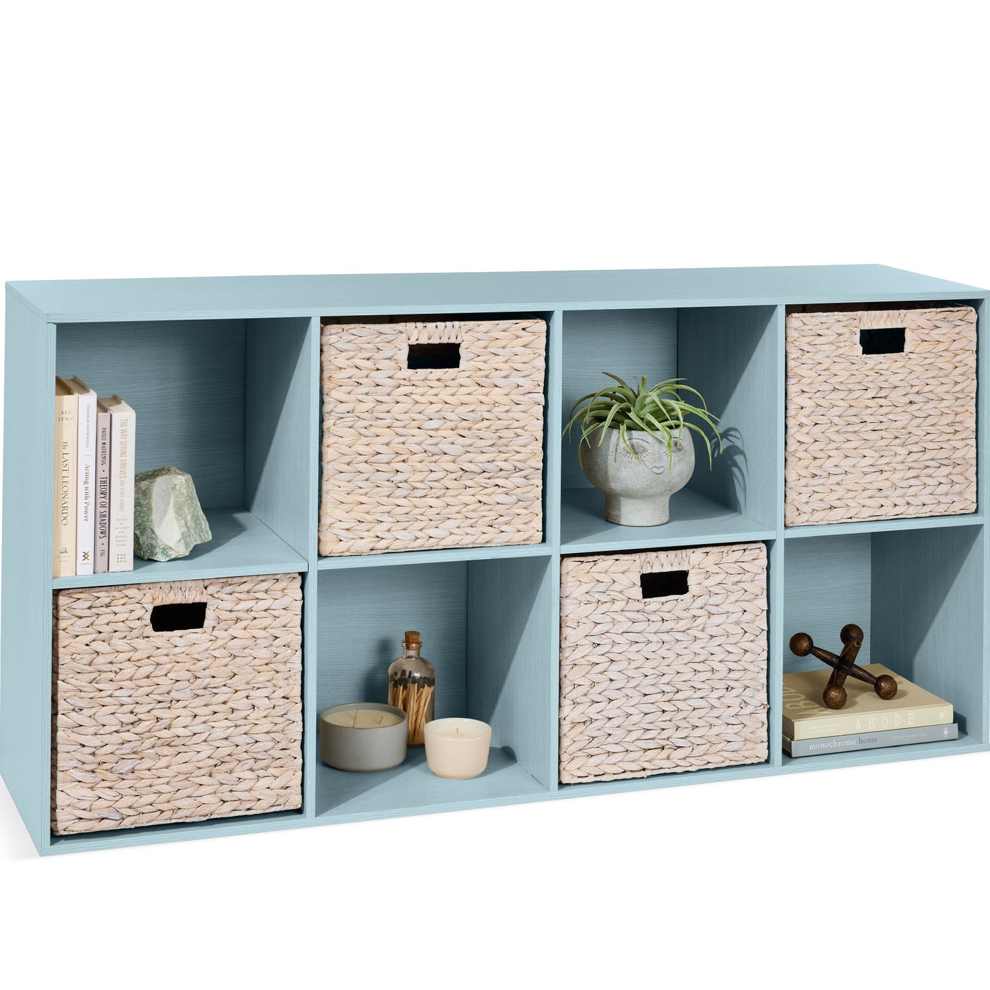 8-Cube Bookshelf, 11in Storage Display w/ Removable Panels, Customizable