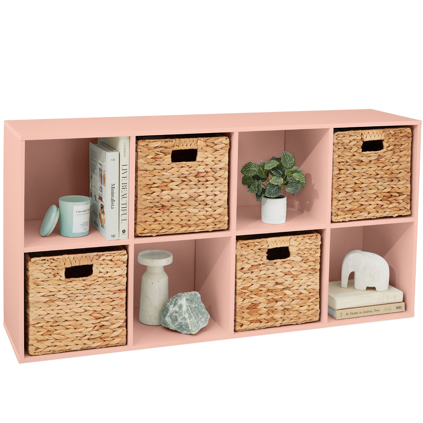 8-Cube Bookshelf, 13.5in Storage Display w/ Removable Panels, Customizable