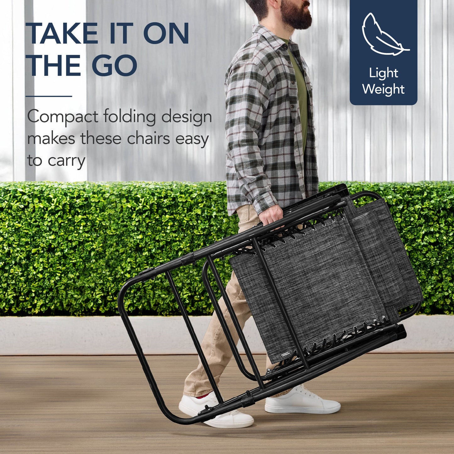 Folding Outdoor Zero Gravity Rocking Lounge Chair w/ Headrest Pillow