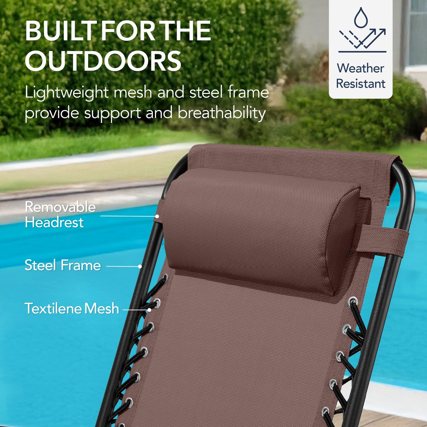 Folding Outdoor Zero Gravity Rocking Lounge Chair w/ Headrest Pillow