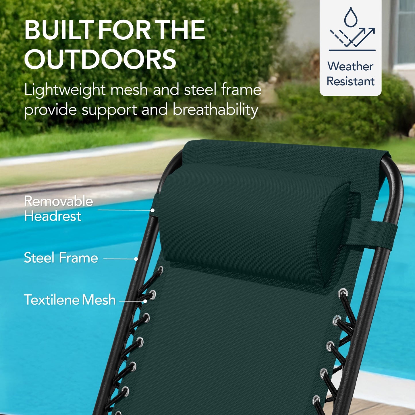Folding Outdoor Zero Gravity Rocking Lounge Chair w/ Headrest Pillow