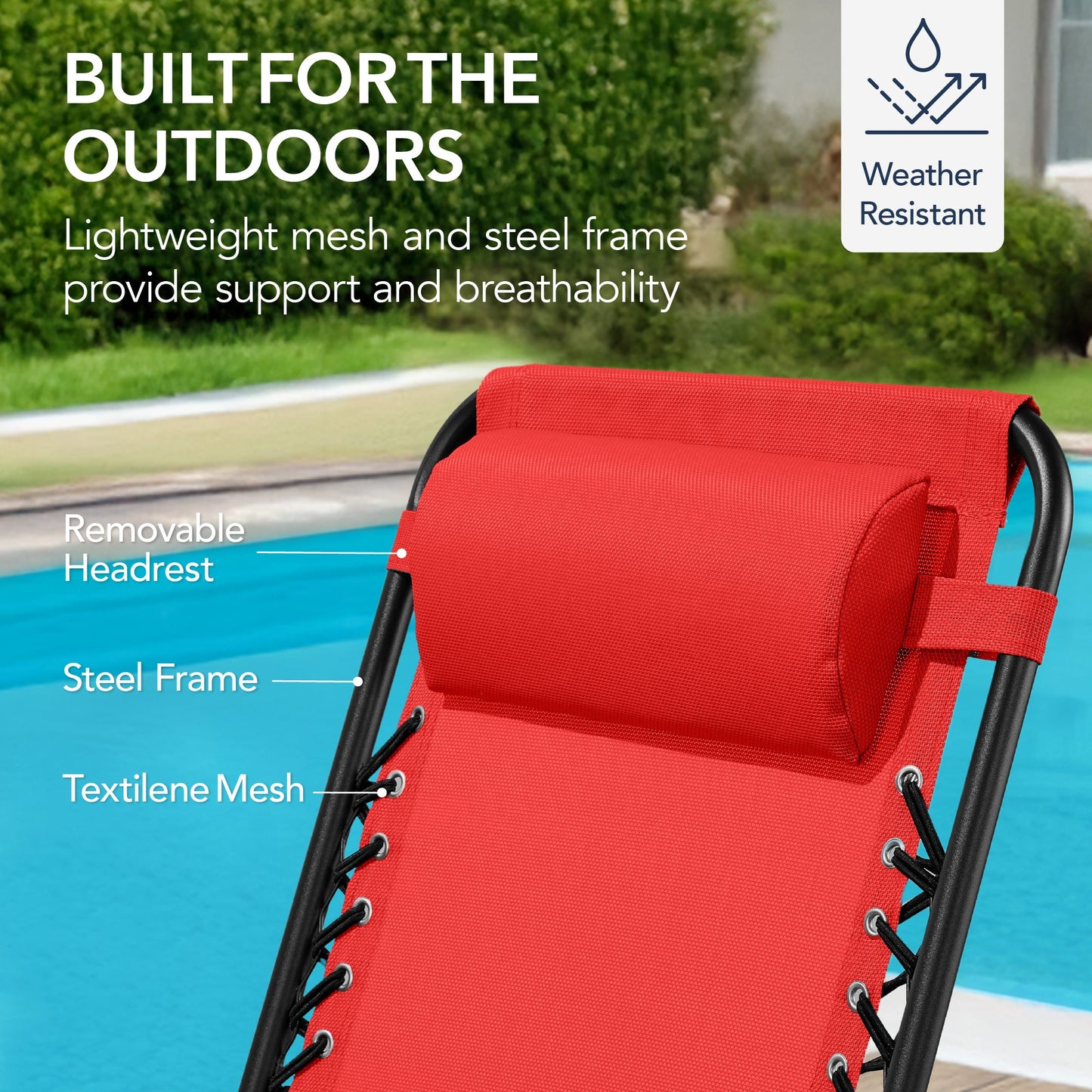 Folding Outdoor Zero Gravity Rocking Lounge Chair w/ Headrest Pillow