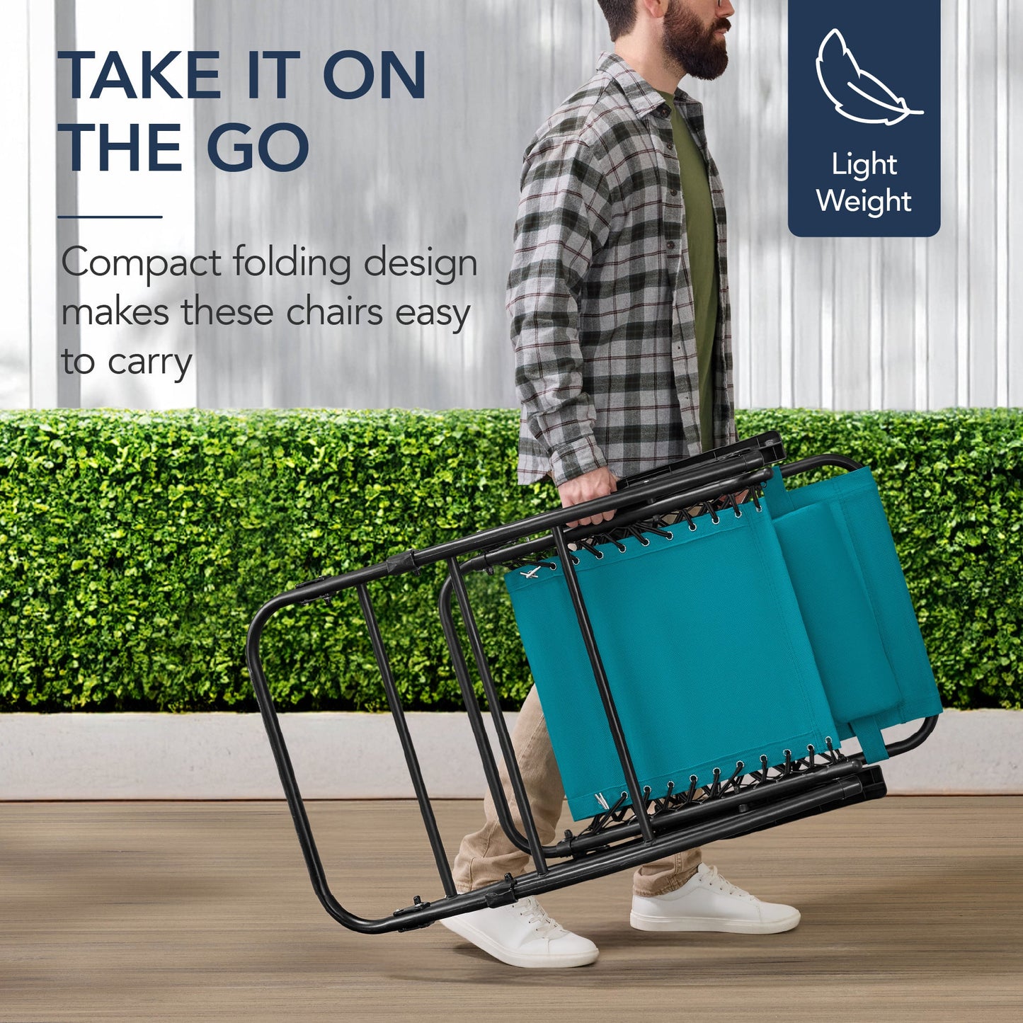 Folding Outdoor Zero Gravity Rocking Lounge Chair w/ Headrest Pillow