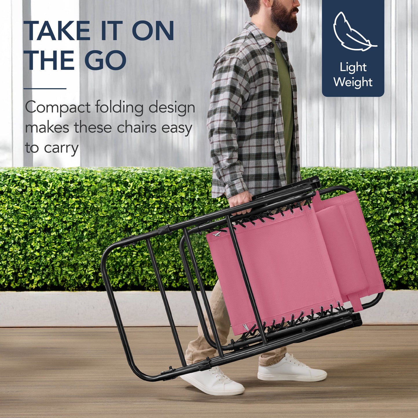 Folding Outdoor Zero Gravity Rocking Lounge Chair w/ Headrest Pillow