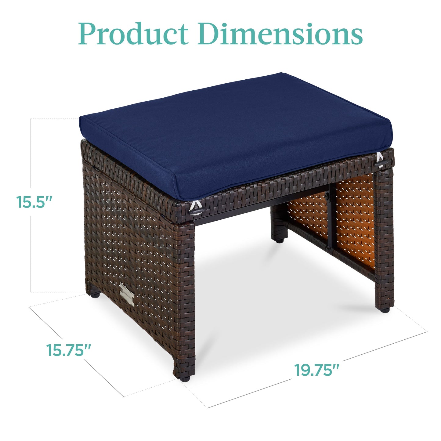 Set of 2 Multipurpose Wicker Ottomans w/ Removable Cushions, Steel Frame