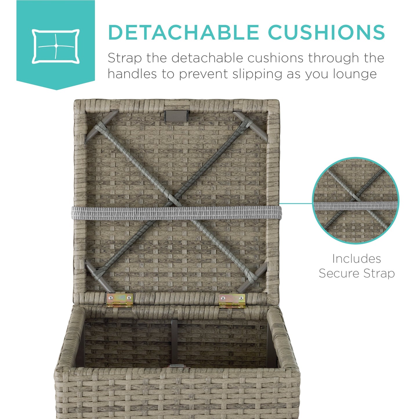 Set of 2 Wicker Ottomans, Multipurpose w/ Removable Cushions, Steel Frame