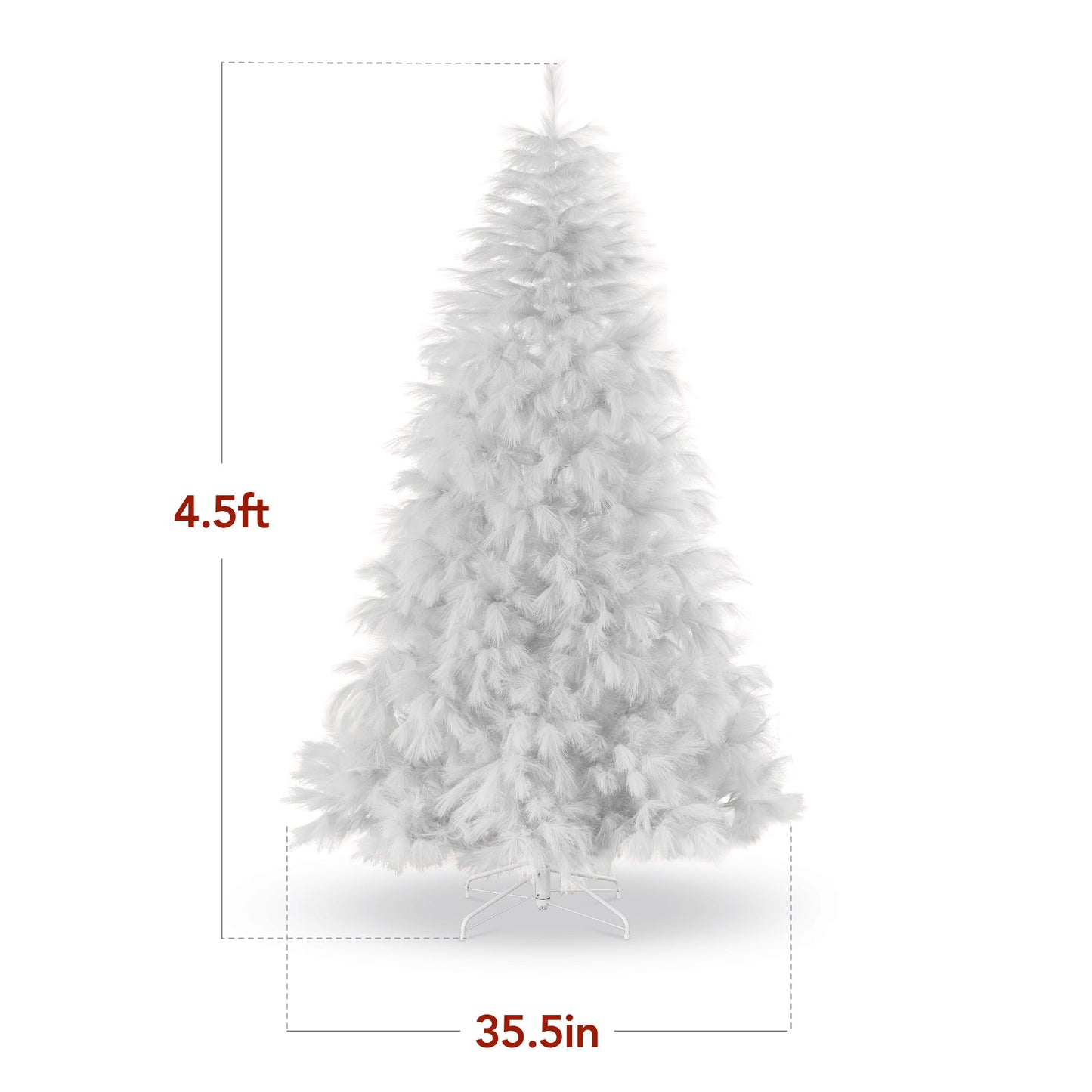 Premium Artificial White Pampas Christmas Tree w/ Foldable Metal Base