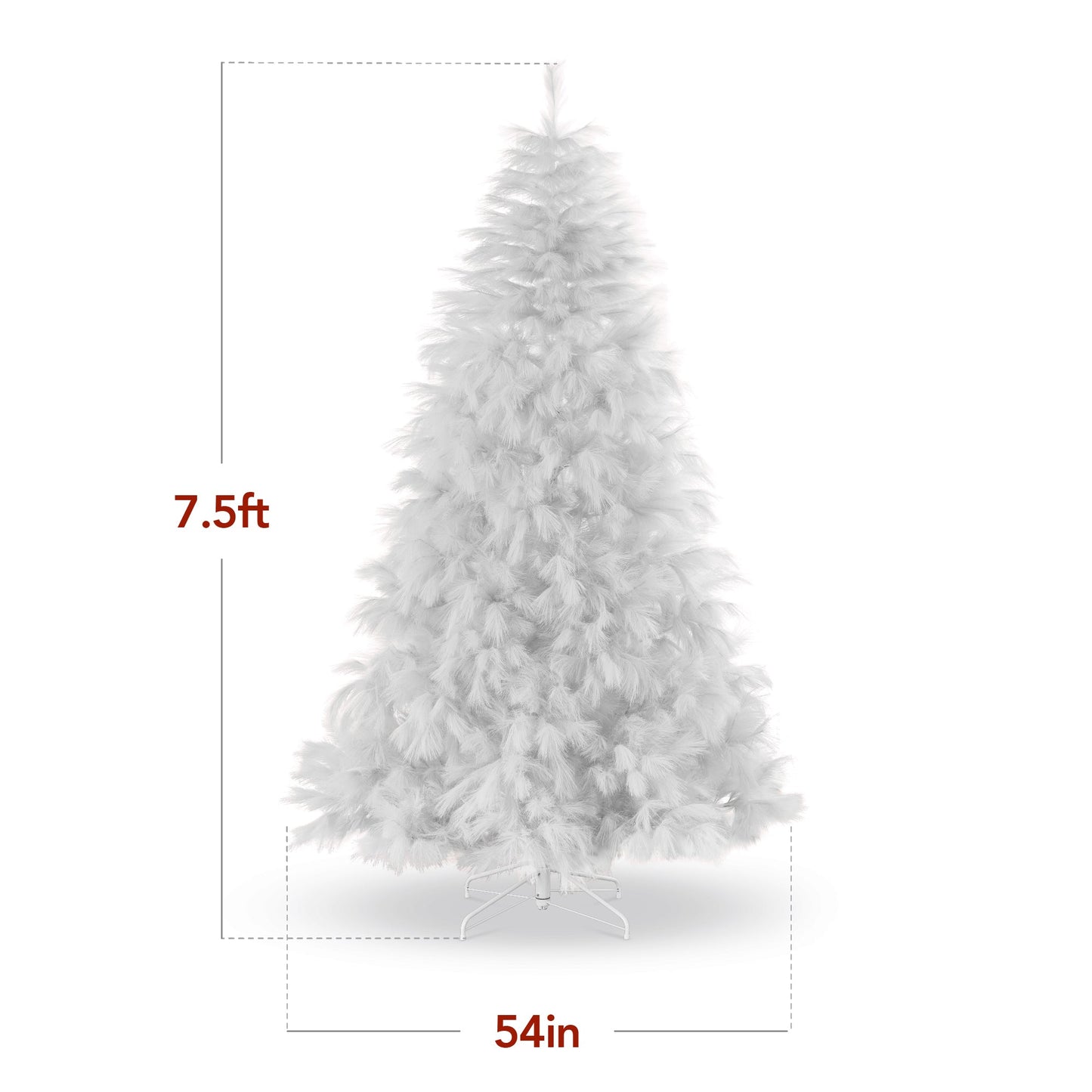 Premium Artificial White Pampas Christmas Tree w/ Foldable Metal Base