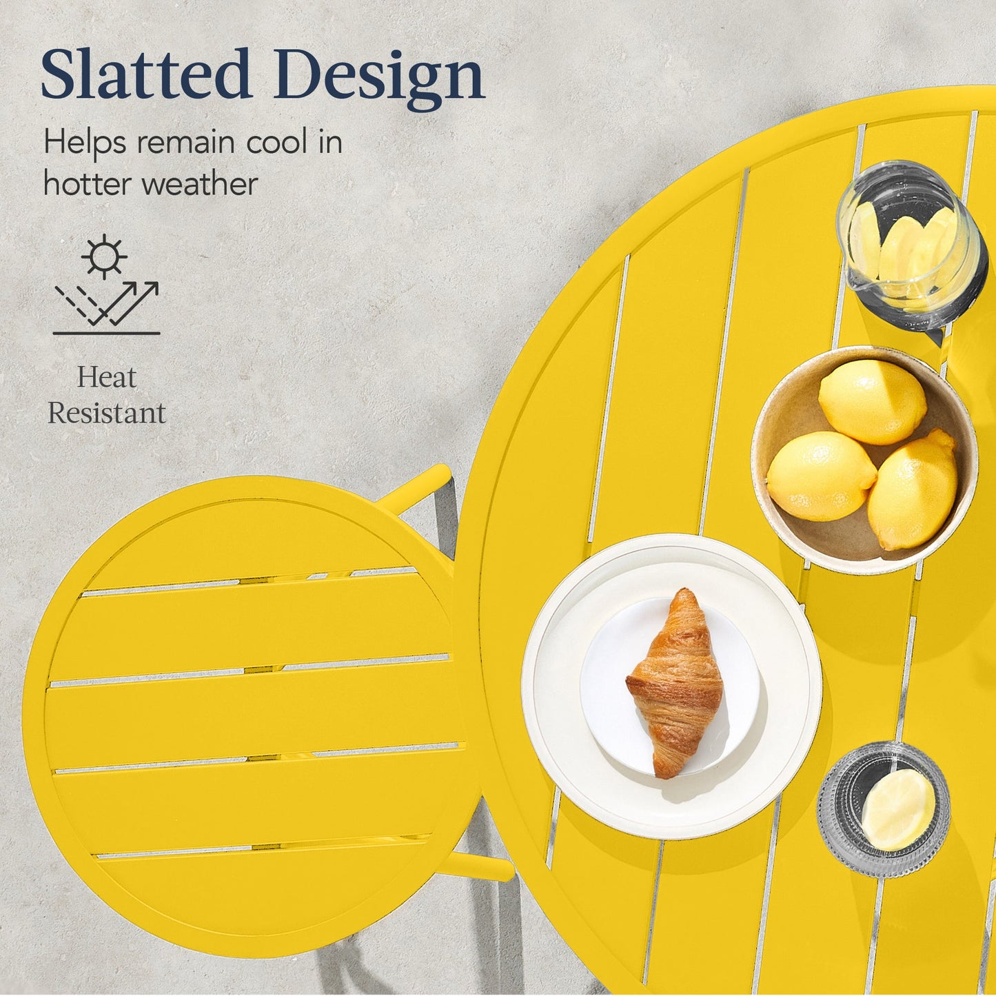 3-Piece Patio Bar Height Bistro Set w/ Backless Stools, Slatted Design