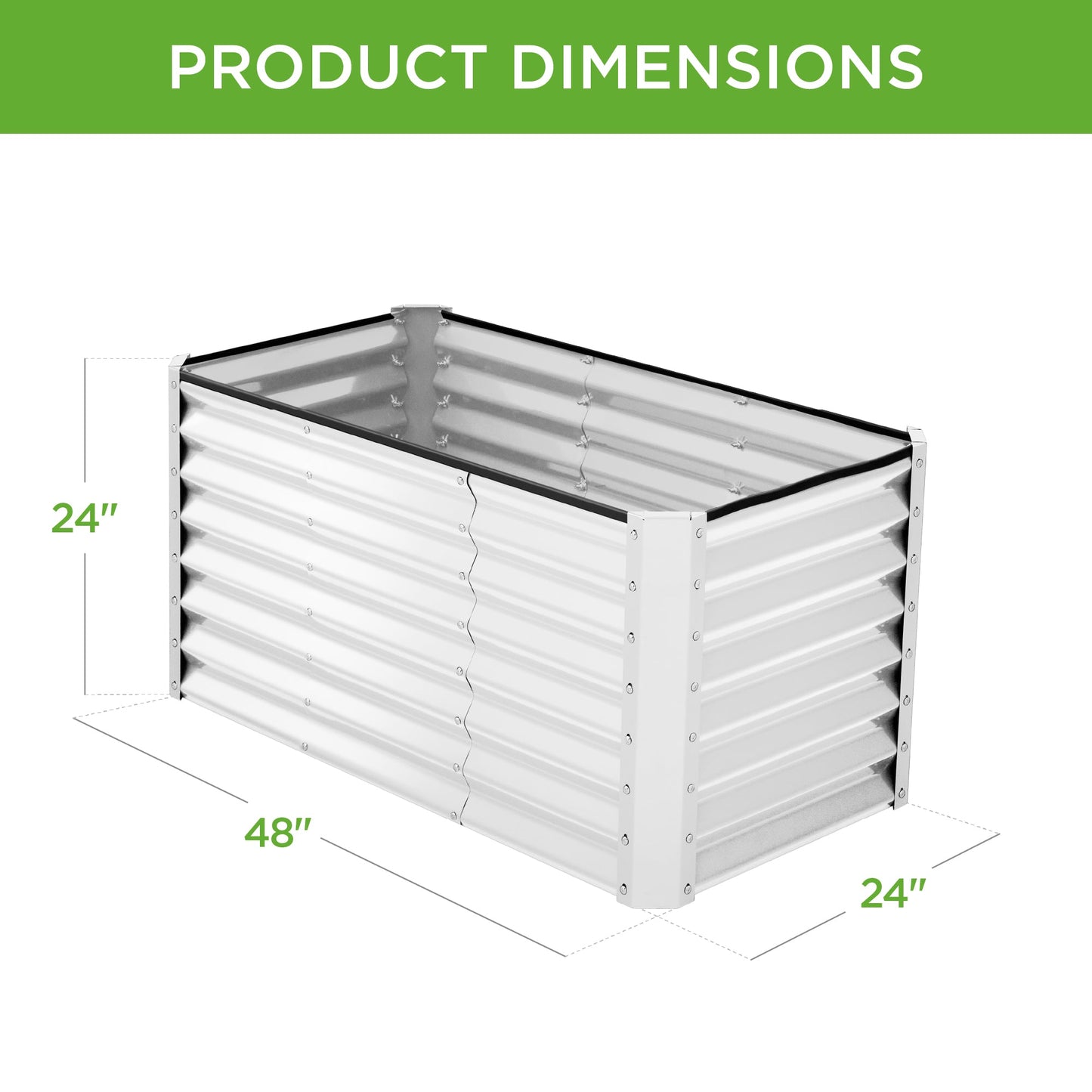 Outdoor Raised Metal Garden Bed for Vegetables, Flowers, Herbs - 4x2x2ft