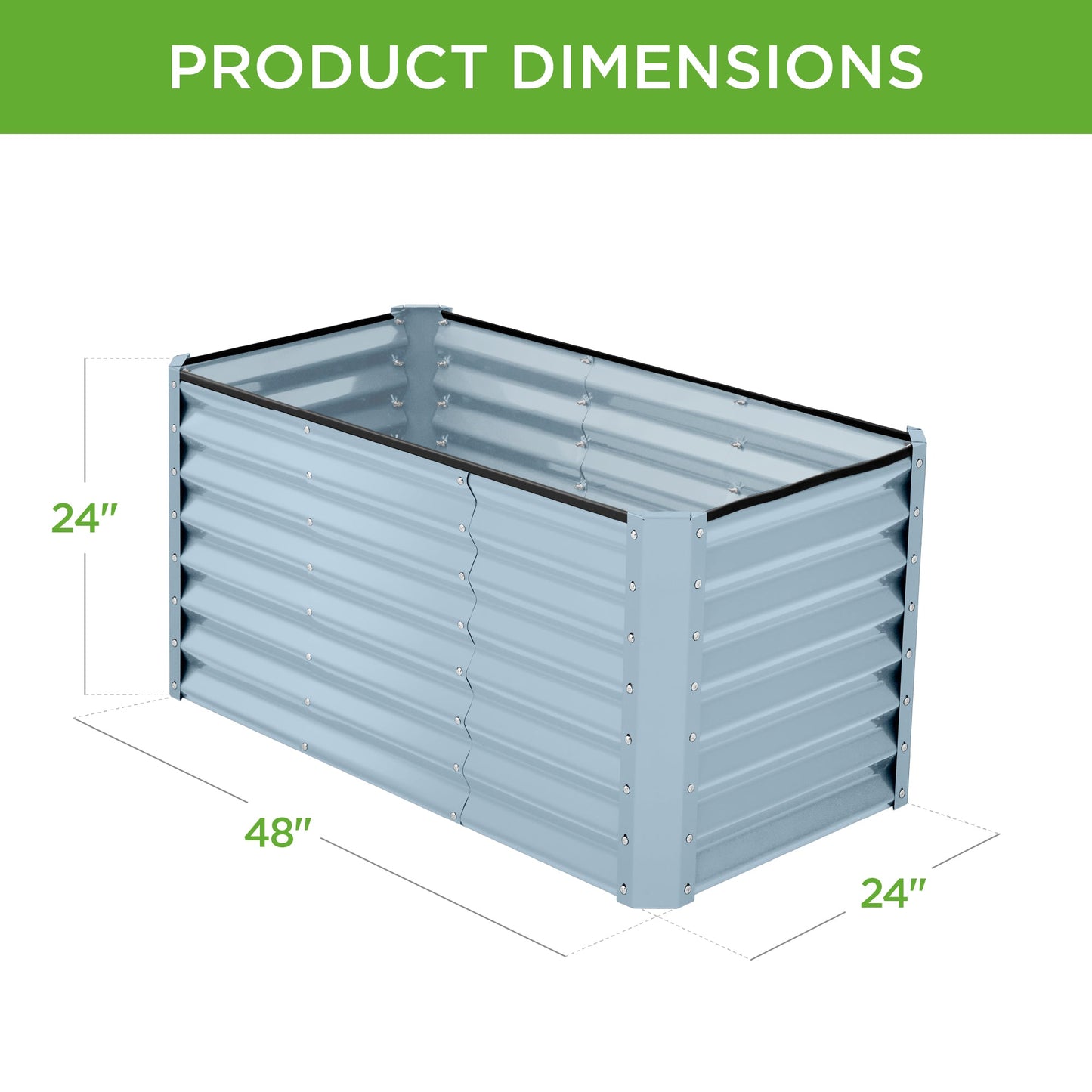 Outdoor Raised Metal Garden Bed for Vegetables, Flowers, Herbs - 4x2x2ft