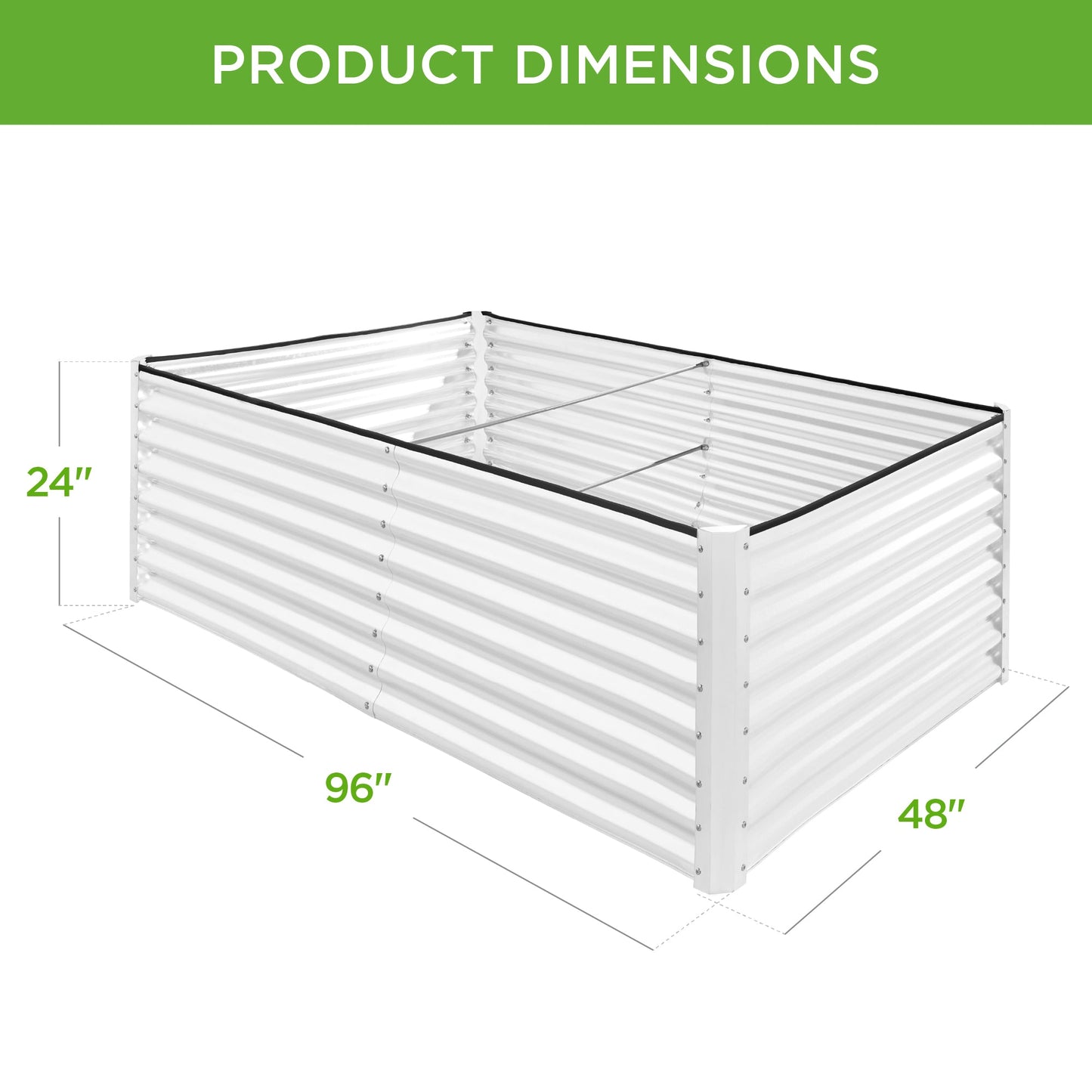 Outdoor Metal Raised Garden Bed for Vegetables, Flowers, Herbs - 8x4x2ft