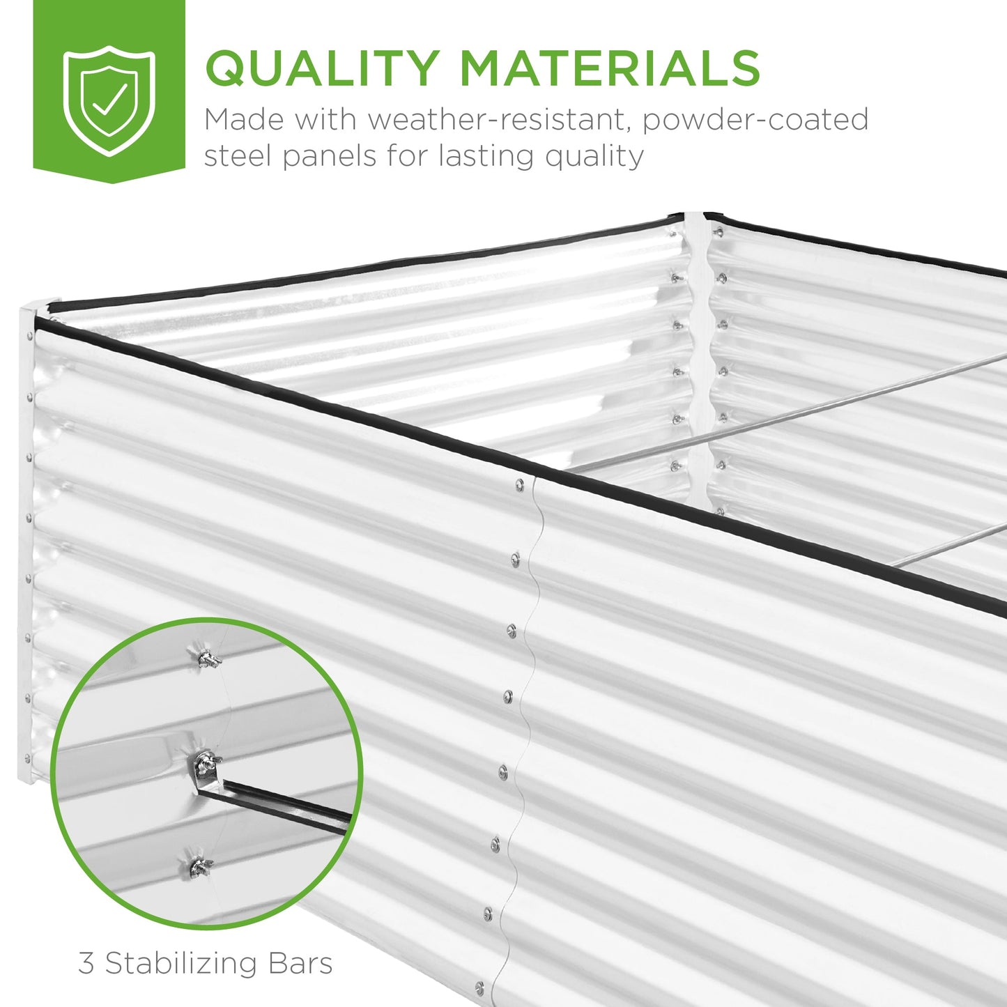 Outdoor Metal Raised Garden Bed for Vegetables, Flowers, Herbs - 8x4x2ft