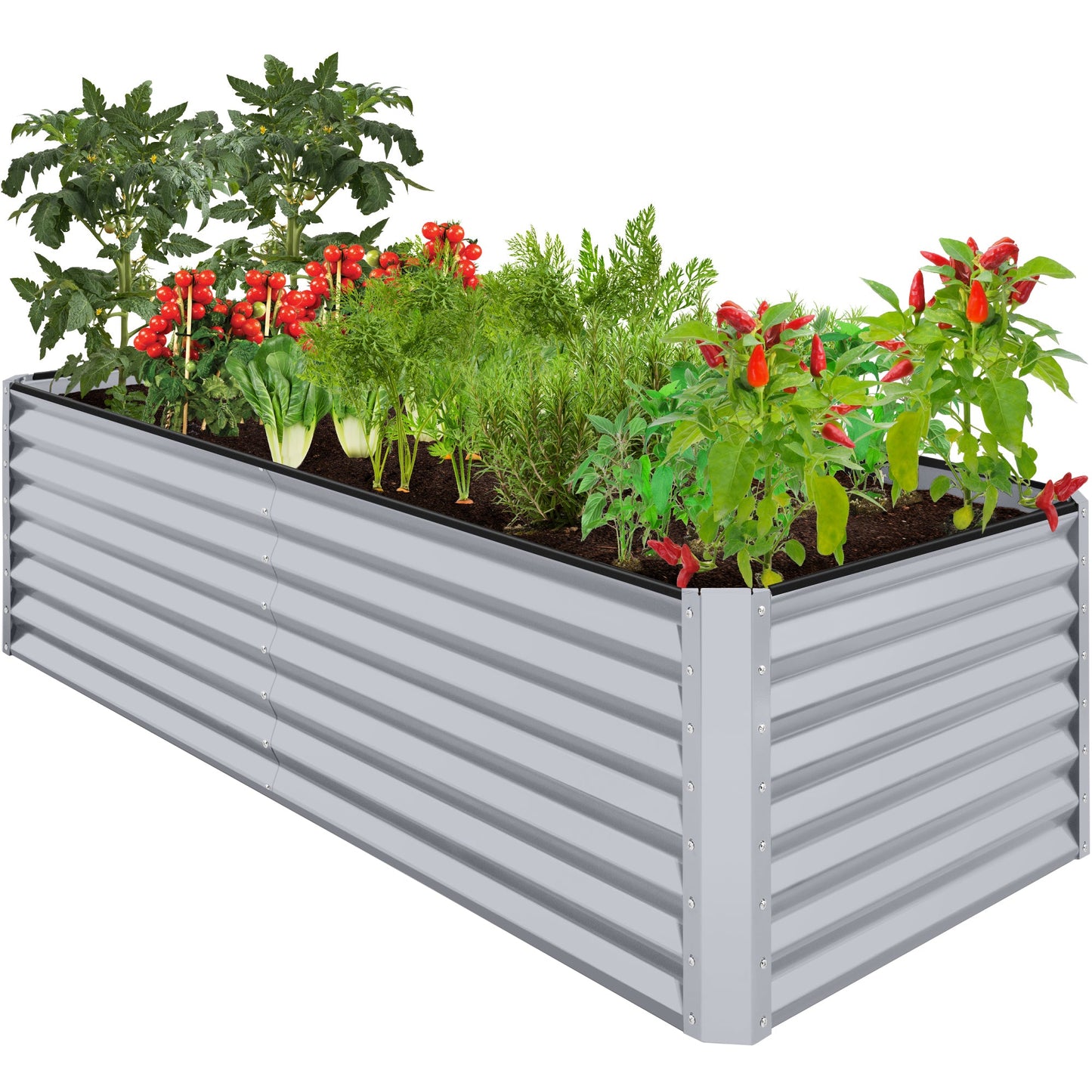 Outdoor Metal Raised Garden Bed for Vegetables, Flowers, Herbs - 8x4x2ft