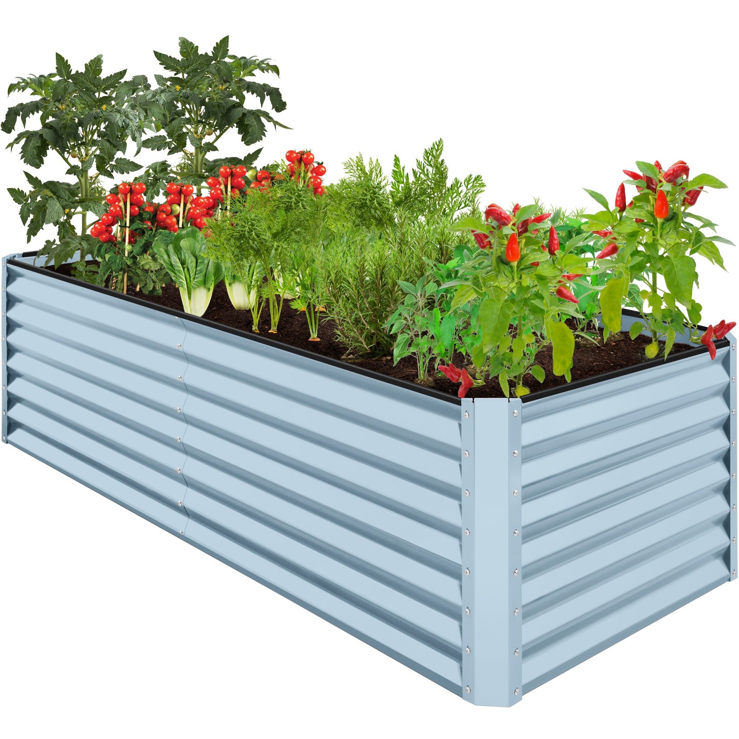 Outdoor Metal Raised Garden Bed for Vegetables, Flowers, Herbs - 8x4x2ft
