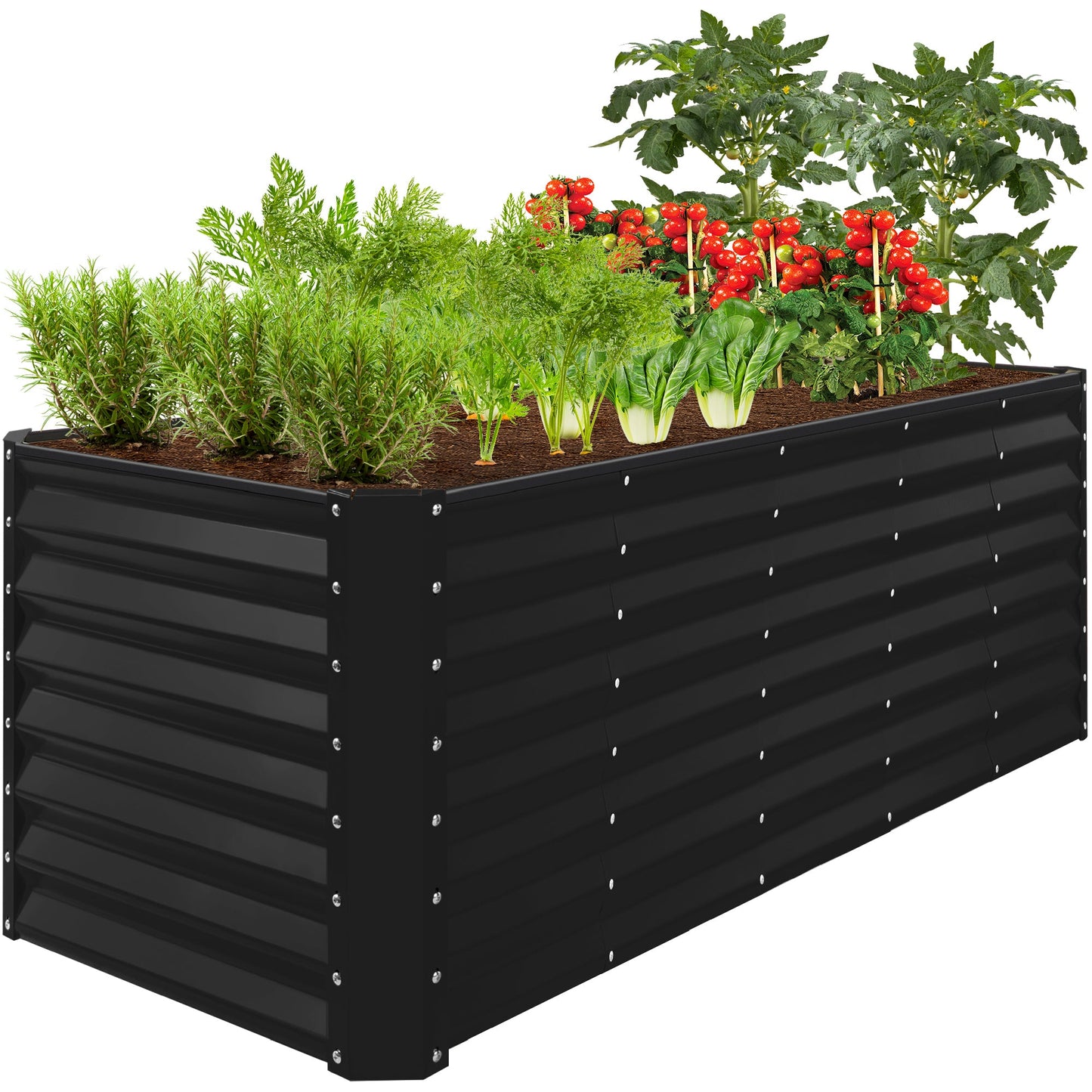 Outdoor Metal Raised Garden Bed for Vegetables, Flowers, Herbs - 8x2x2ft